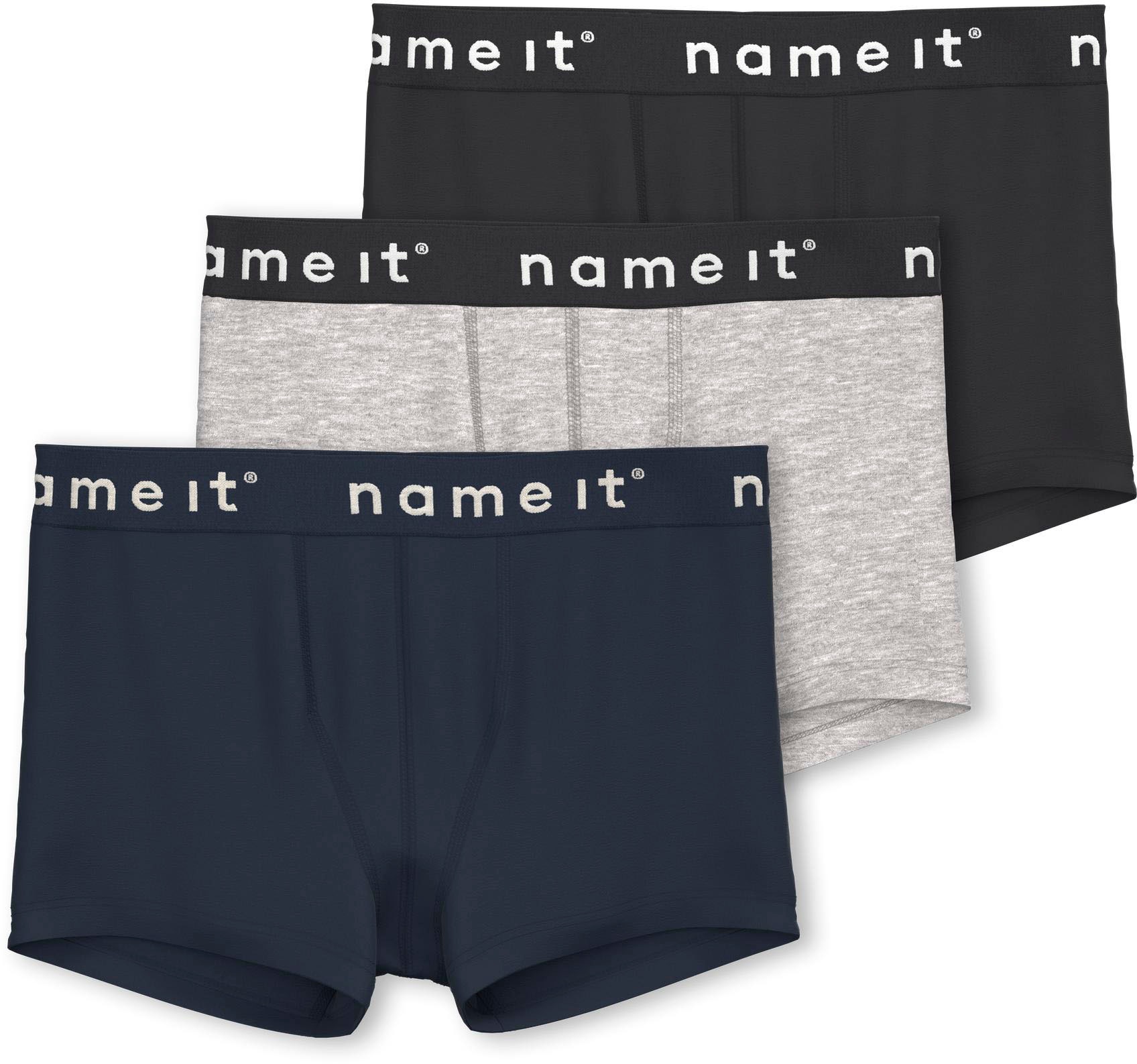 Name It Boxer »NKMBOXER für Jungen mit Stretchbund und bequemem Sitz« Packung, 3 Stk. tlg., eng, Jersey, Logoschriftzug, angesetztes Bündchen