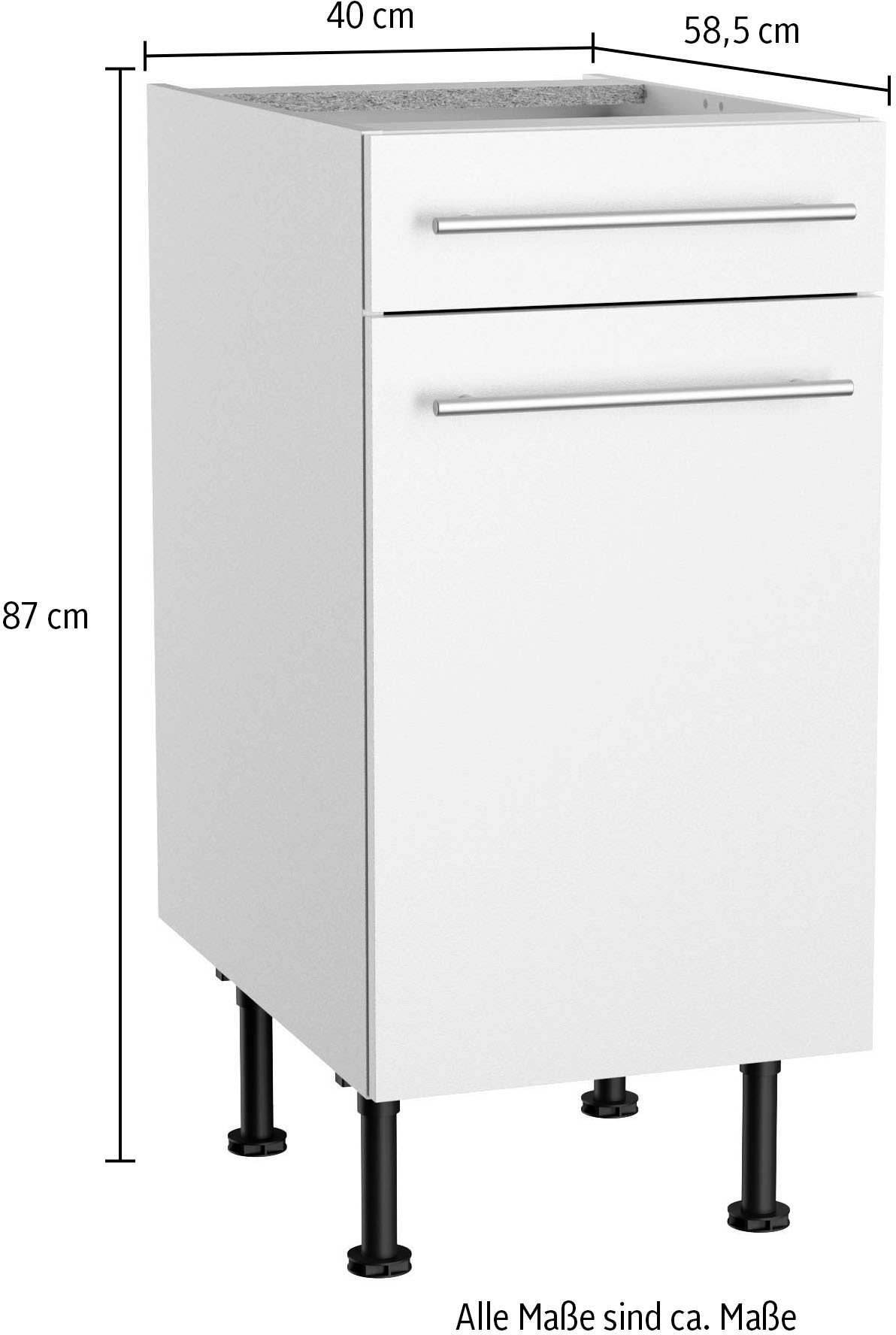 KOCHSTATION Unterschrank »KS-Bern2«, Breite 40 cm, 1 Tür, 1 Schubkasten, 1 Einlegeboden