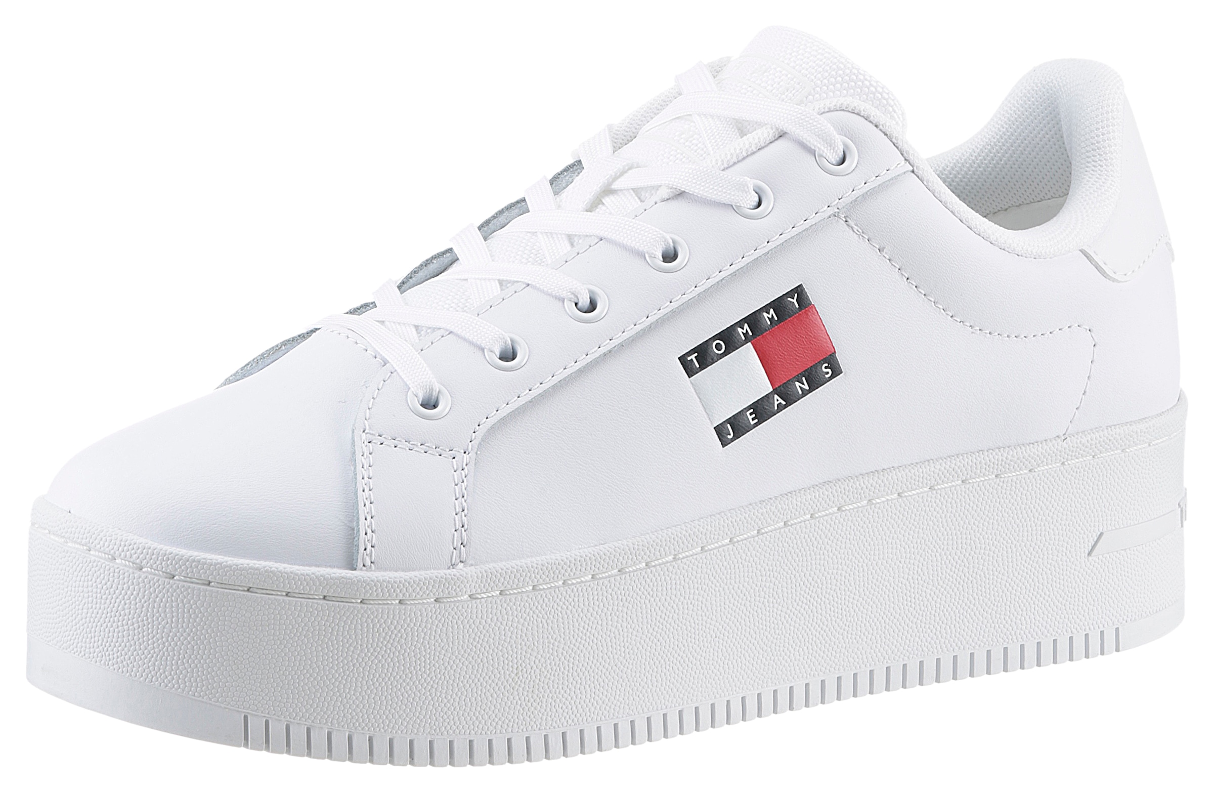 Tommy Jeans Plateausneaker »TJW FLATFORM ESS«, Freizeitschuh, Halbschuh, Schnürschuh mit Kontrastbesatz