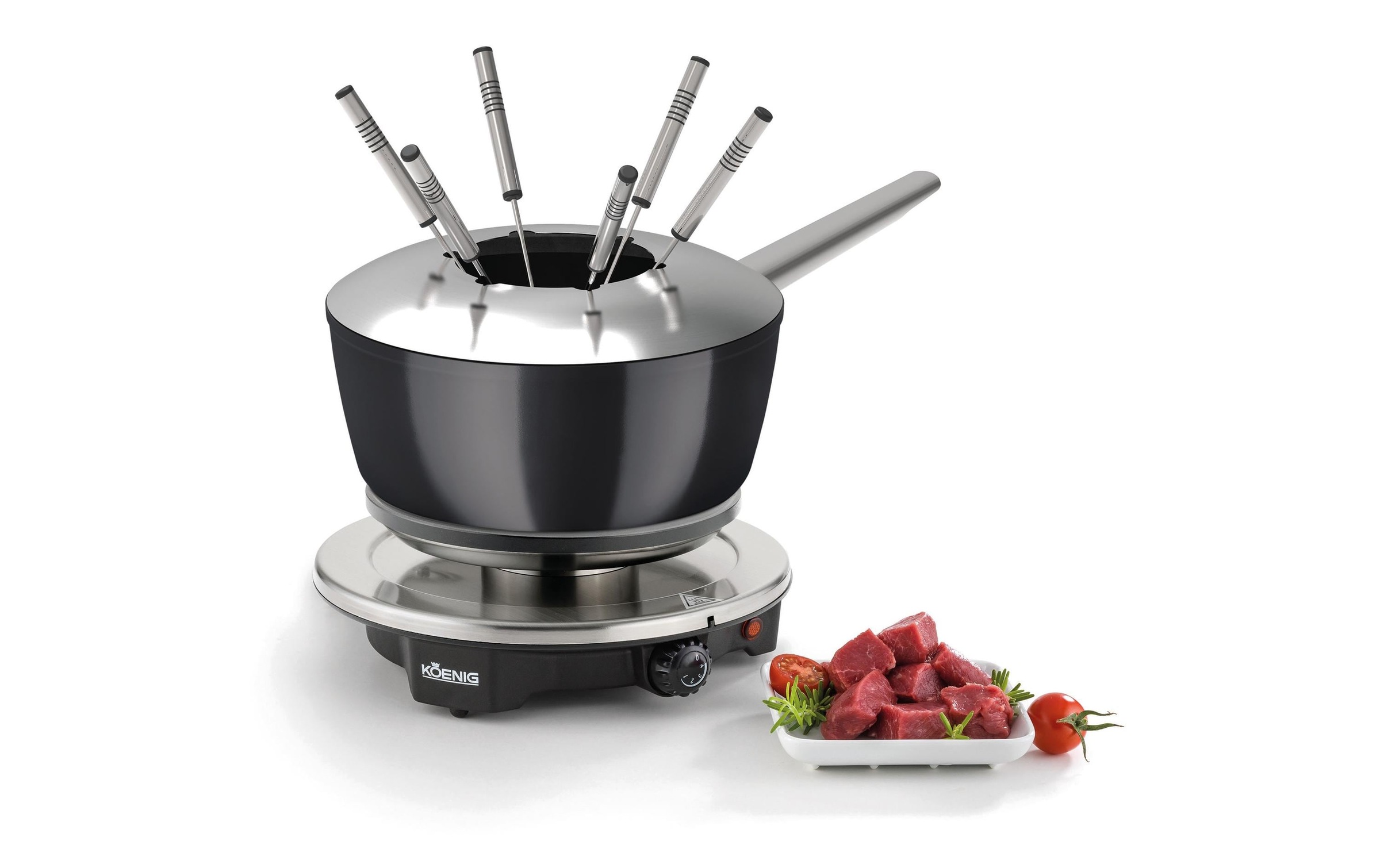 KOENIG Fondue »One for All 8 Teile, Chrom/Schwarz«