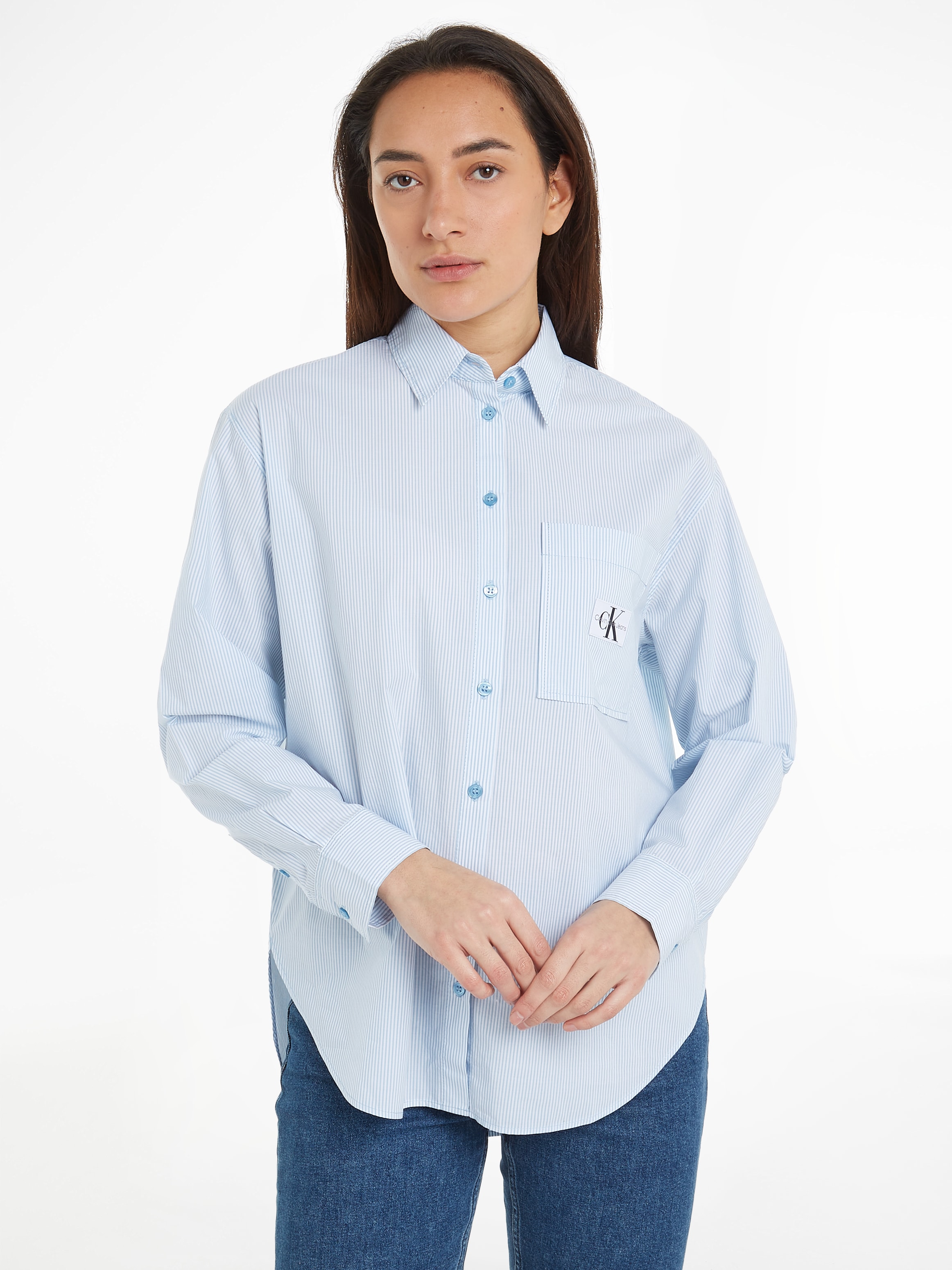 Hemdbluse »WOVEN LABEL RELAXED SHIRT«, mit Logomarkenlabel