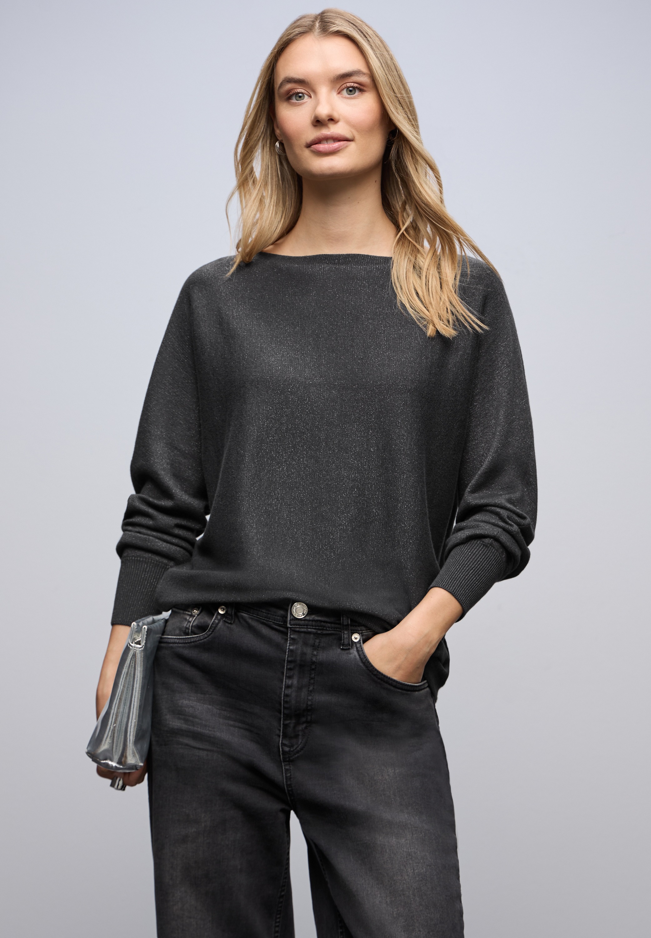 STREET ONE Rundhalspullover im Glitzer-Look