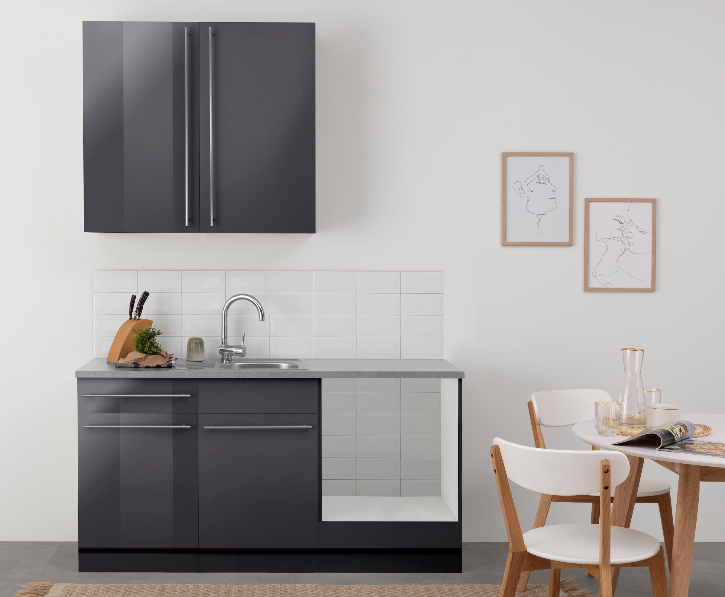 wiho Küchen Küchenzeile »Chicago«, wahlweise mit E-Geräten, Breite 160 cm