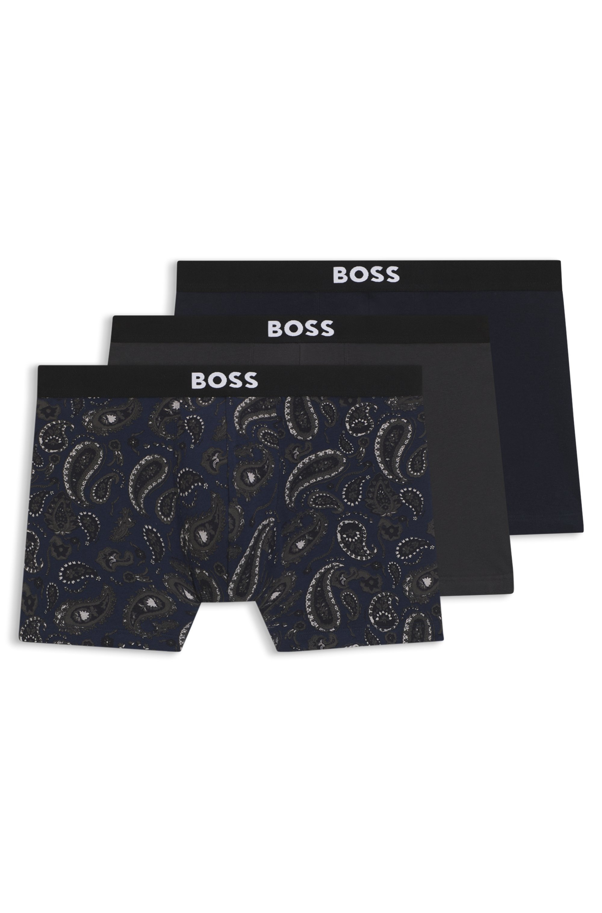 BOSS Boxershorts »Boxer Brief 3P BOSS ONE« 3 Stk. elastischer Bund mit Logo, 1x gemustert, 2x uni