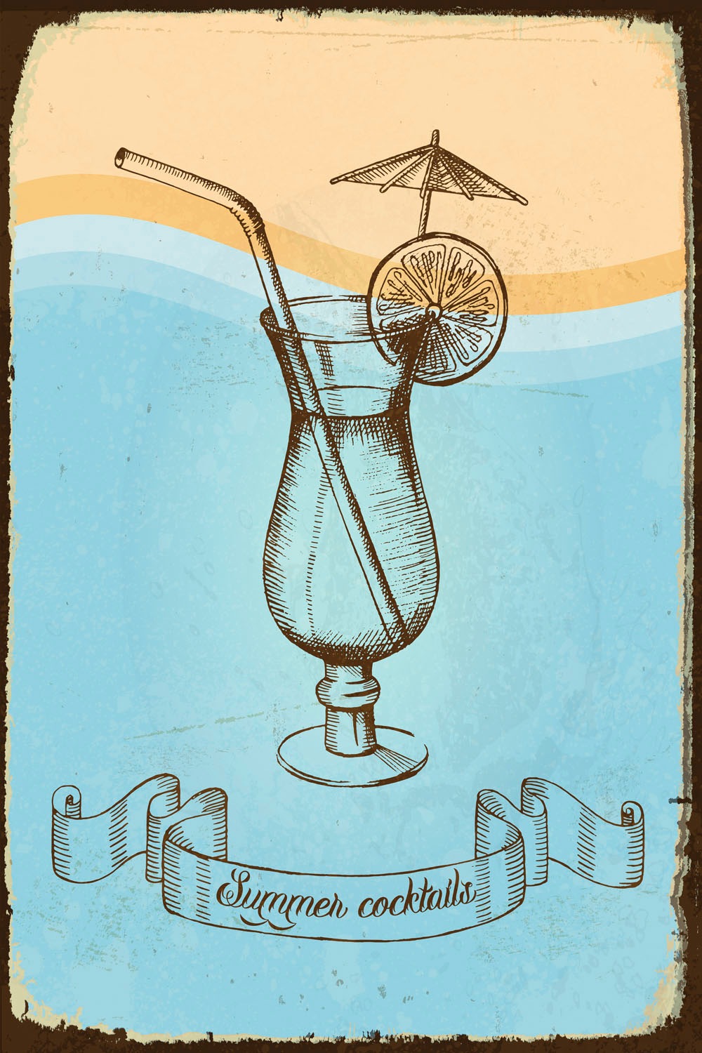 queence Metallbild »Summer Cocktails«, Schriftzüge-Schriftzug-Getränke, (1 St.), Stahlschilder