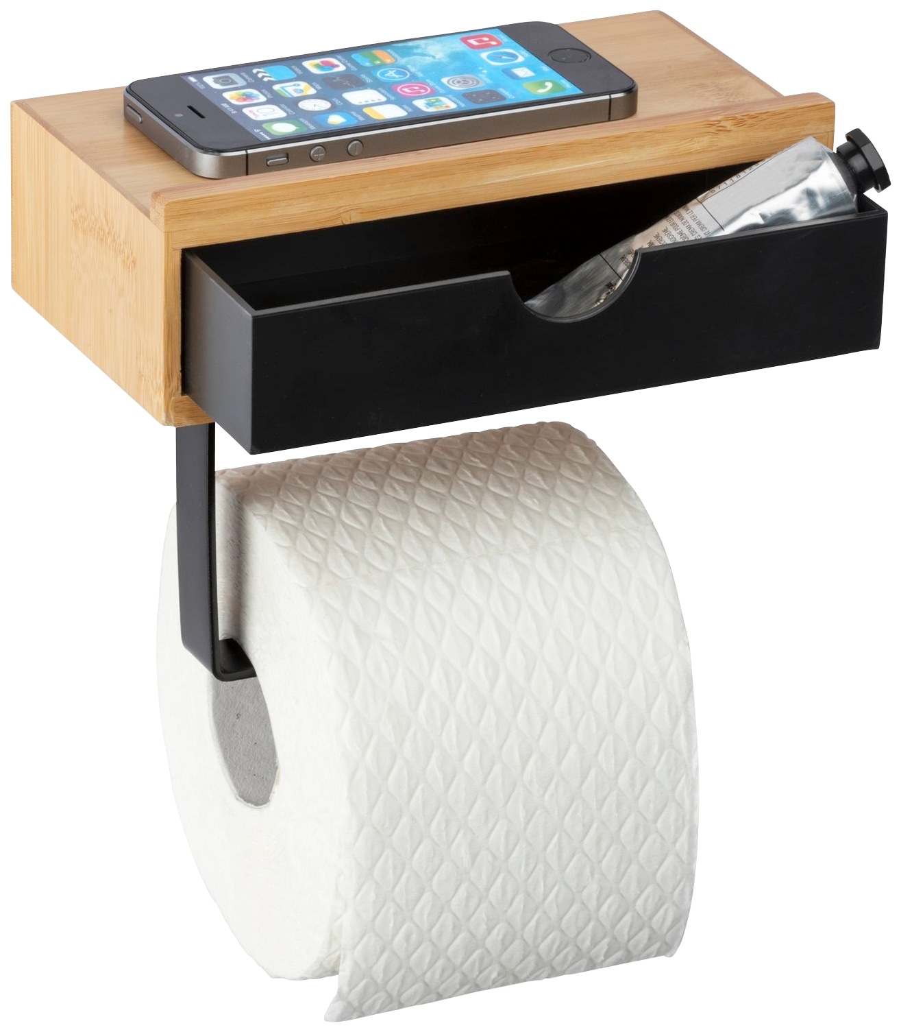 WENKO Toilettenpapierhalter »Bambusa«, mit Schublade, aus Bambus