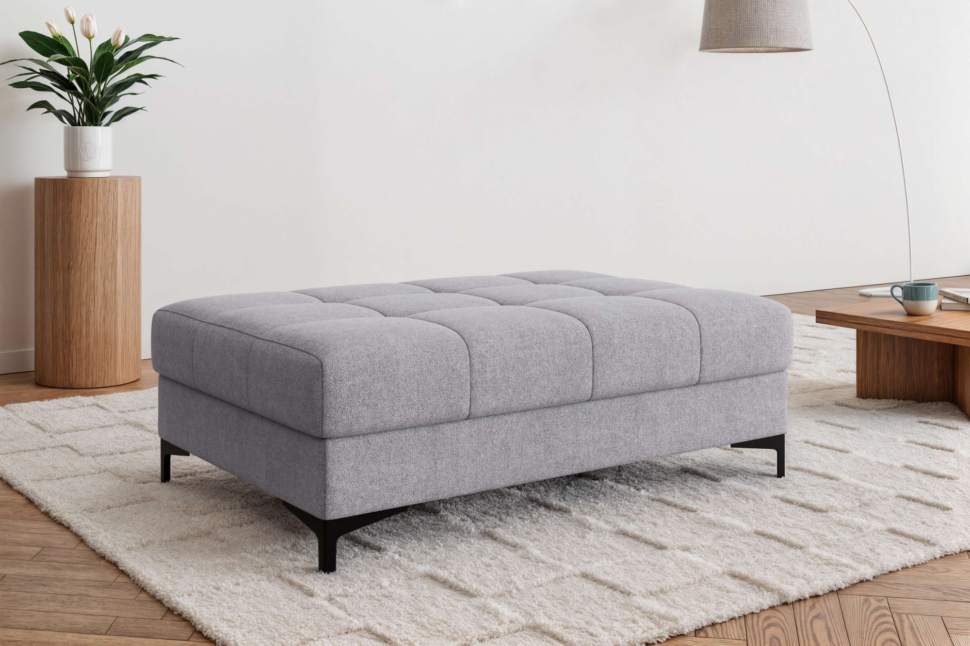 GOODproduct Polsterhocker "LEEVKE Sitzhocker passend zum Sofa, Breite 115 cm" mit hochelastischer Schaum und Wellenunterfederung