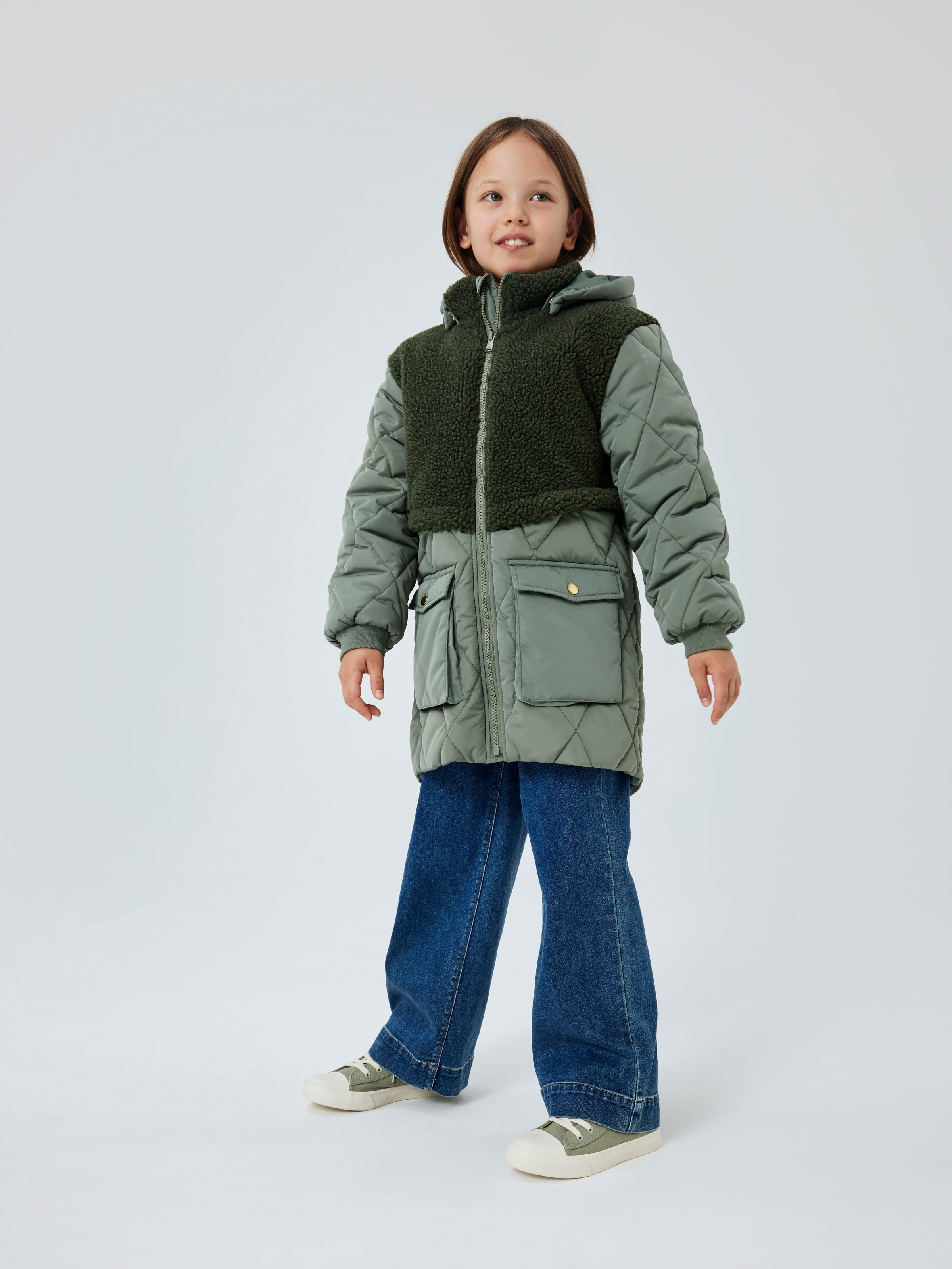Name It Steppjacke »NKFMIKA LONG JACKET1« mit Kapuze