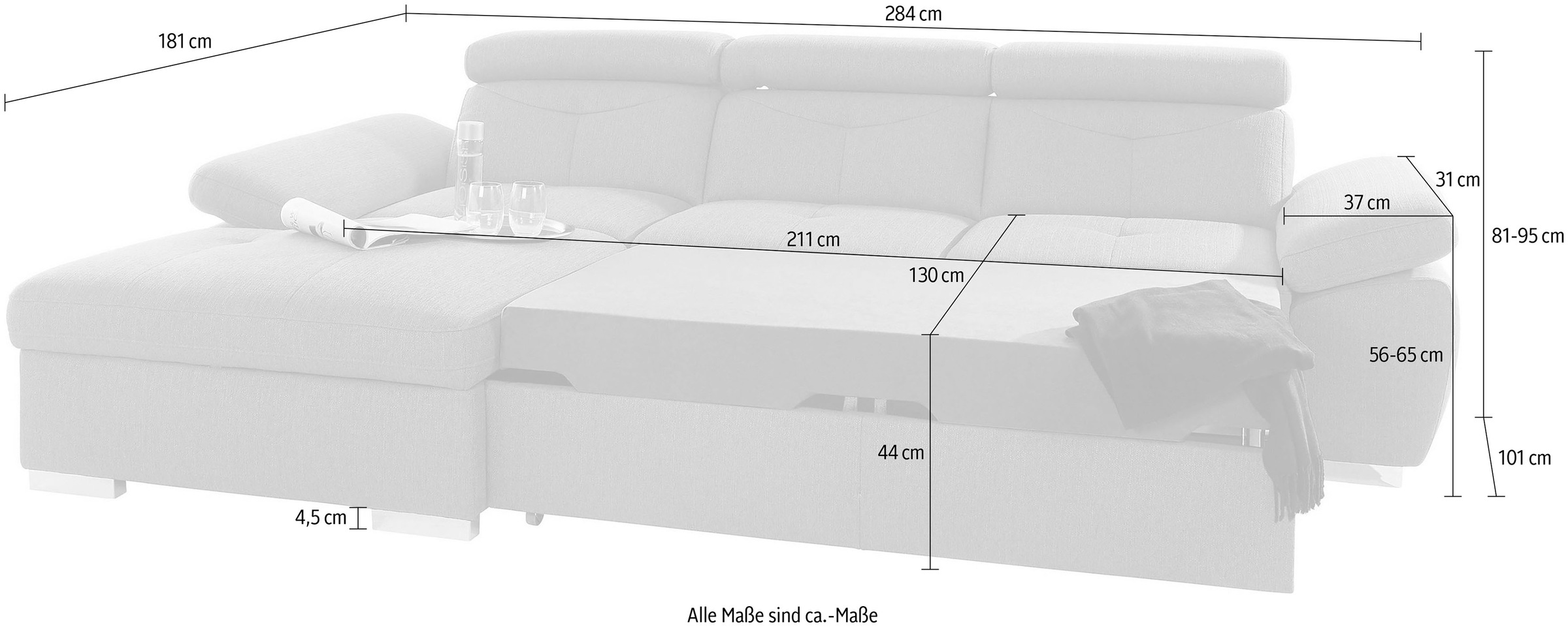 exxpo - sofa fashion Ecksofa »Spring, super bequem, mit Armteil- und Kopfteilfunktion, OTTOs Choice«, L-Form, wahlweise mit Bettfunktion und Bettkasten