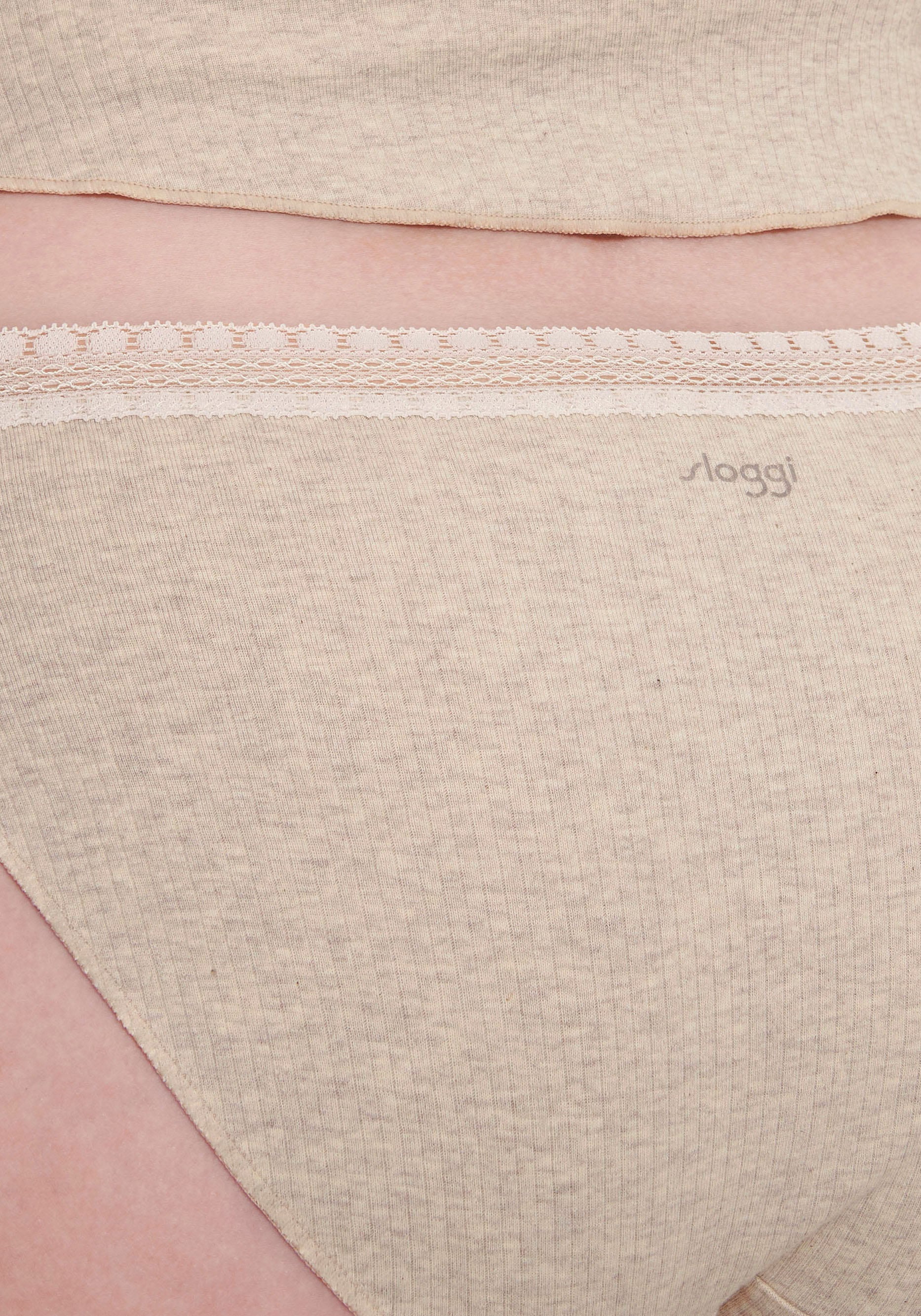 sloggi Tai-Slip »GO Ribbed«, (2er Pack), Feinripp, Baumwollmix, Stretch-Spitze, bequem, elastisch, weich