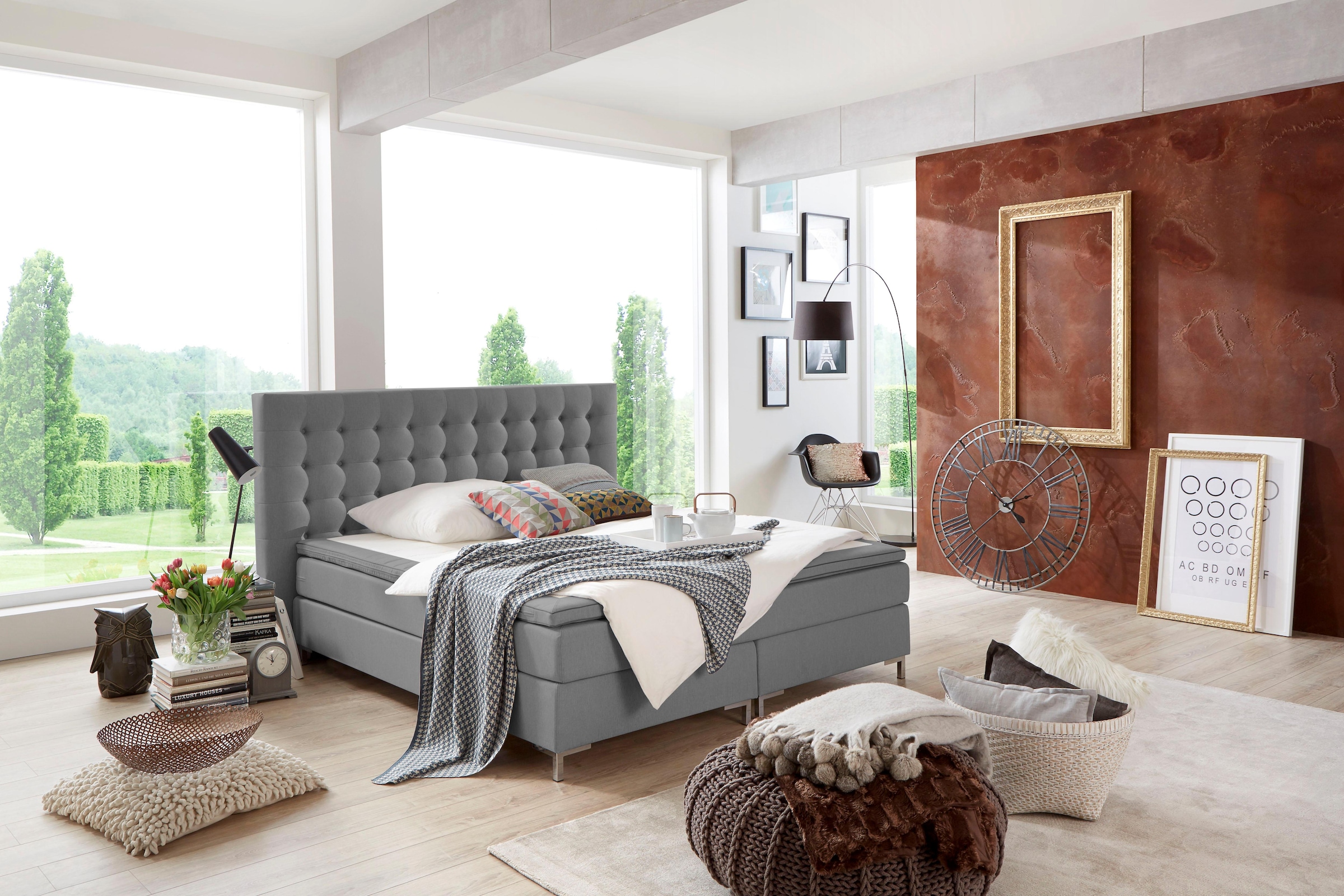 ATLANTIC home collection Boxspringbett Anni, mit Federkernmatratze und Topper