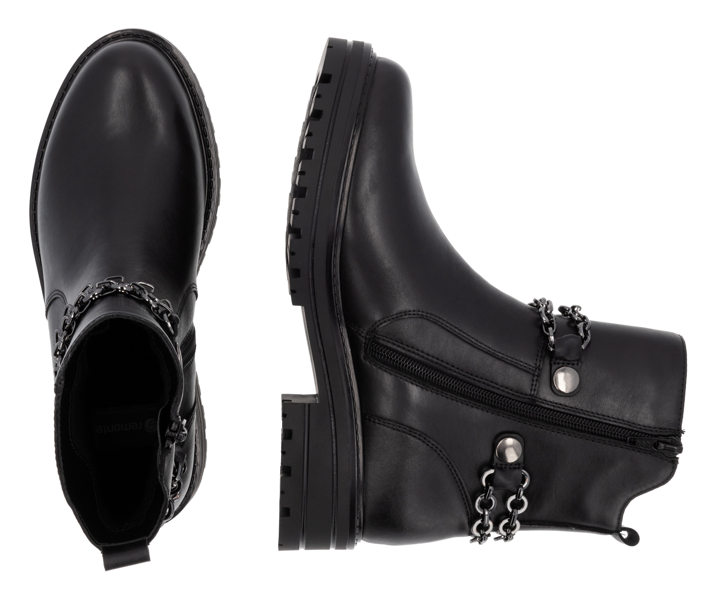 Remonte Stiefelette »Elisabeth Hurley-Collection«, Blockabsatz, Bikerboots, Chunky-Boots mit Innenreissverschluss
