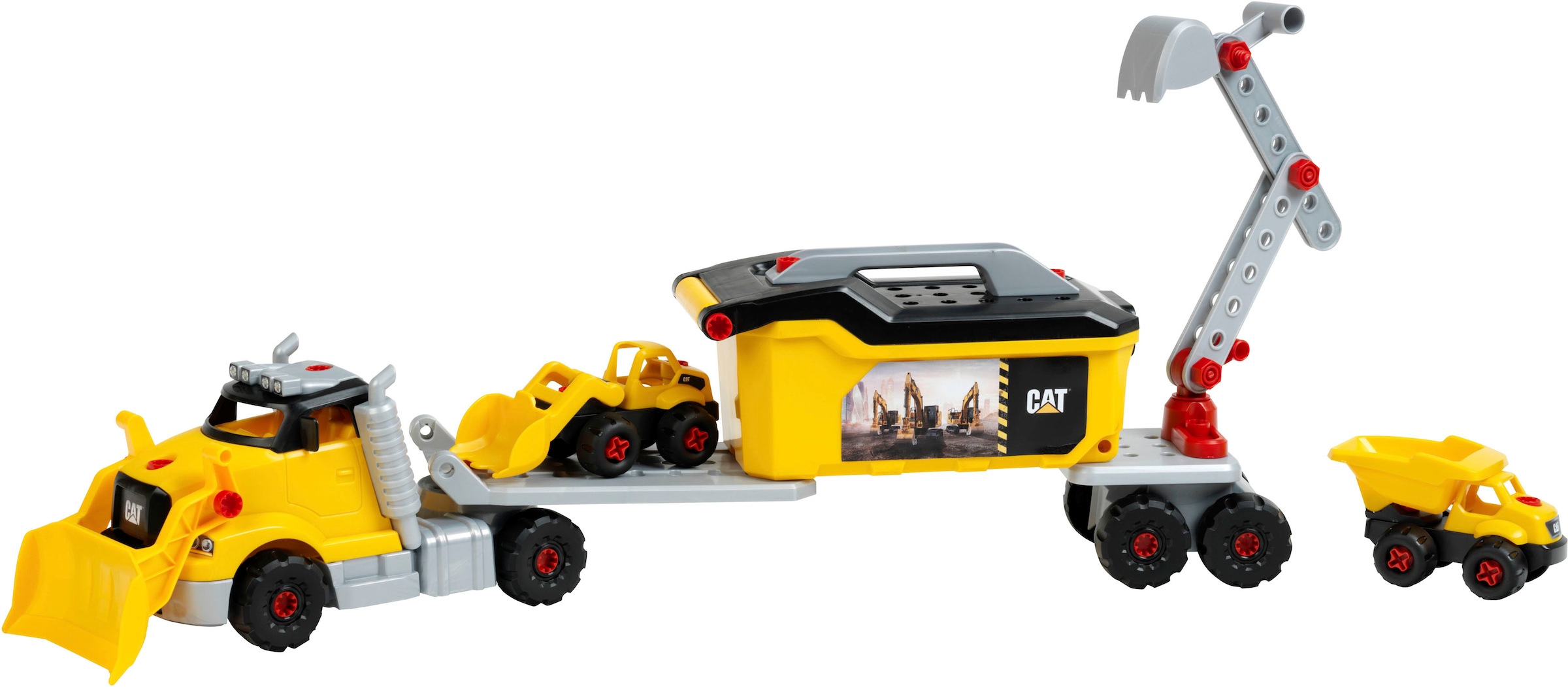 Klein Spielzeug-LKW »Cat® - Schraubtruck Set 4in1«, (Set, 96 tlg.)