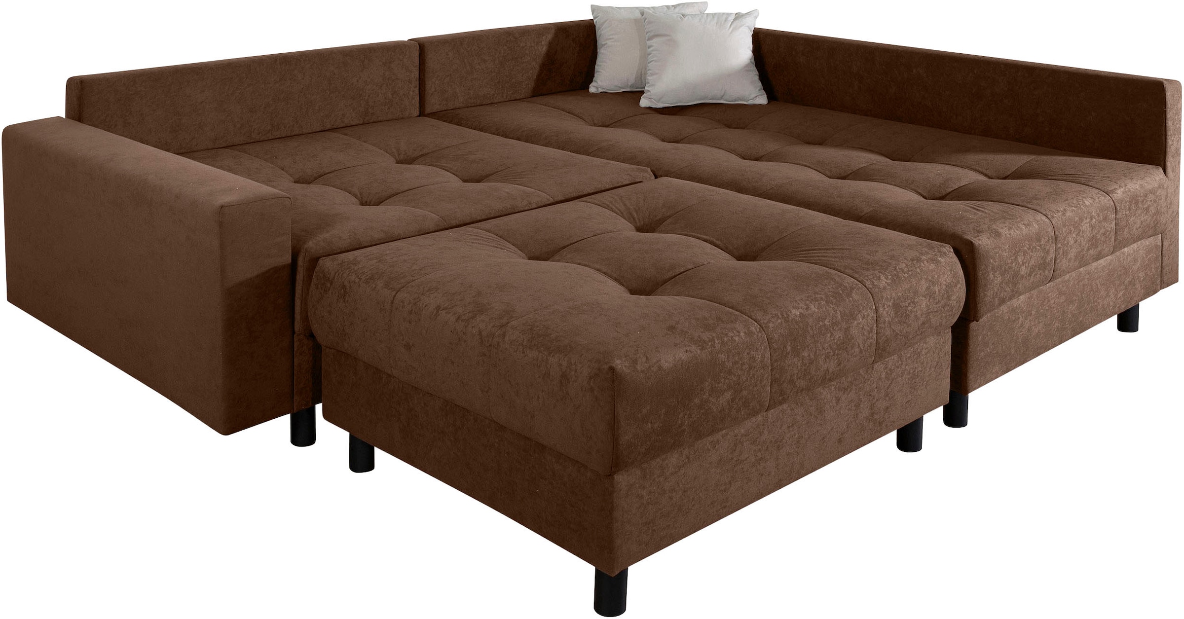 Home affaire Ecksofa »Toni L-Form, B: 215 cm«, mit Hocker & 2 Zierkissen, Federkern