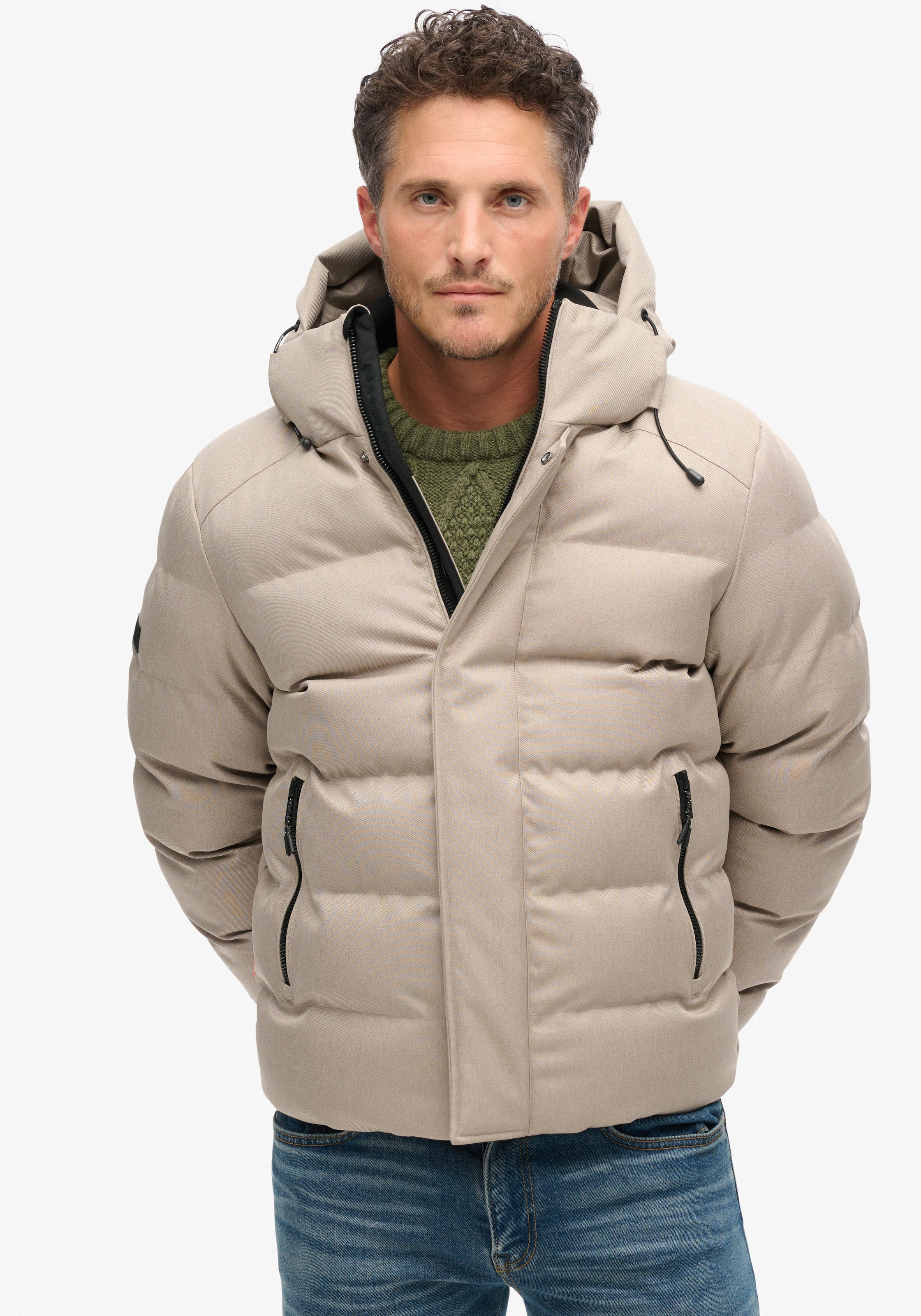 Steppjacke »HOODED TWEED SPORTS PUFFER JKT«, mit Kapuze