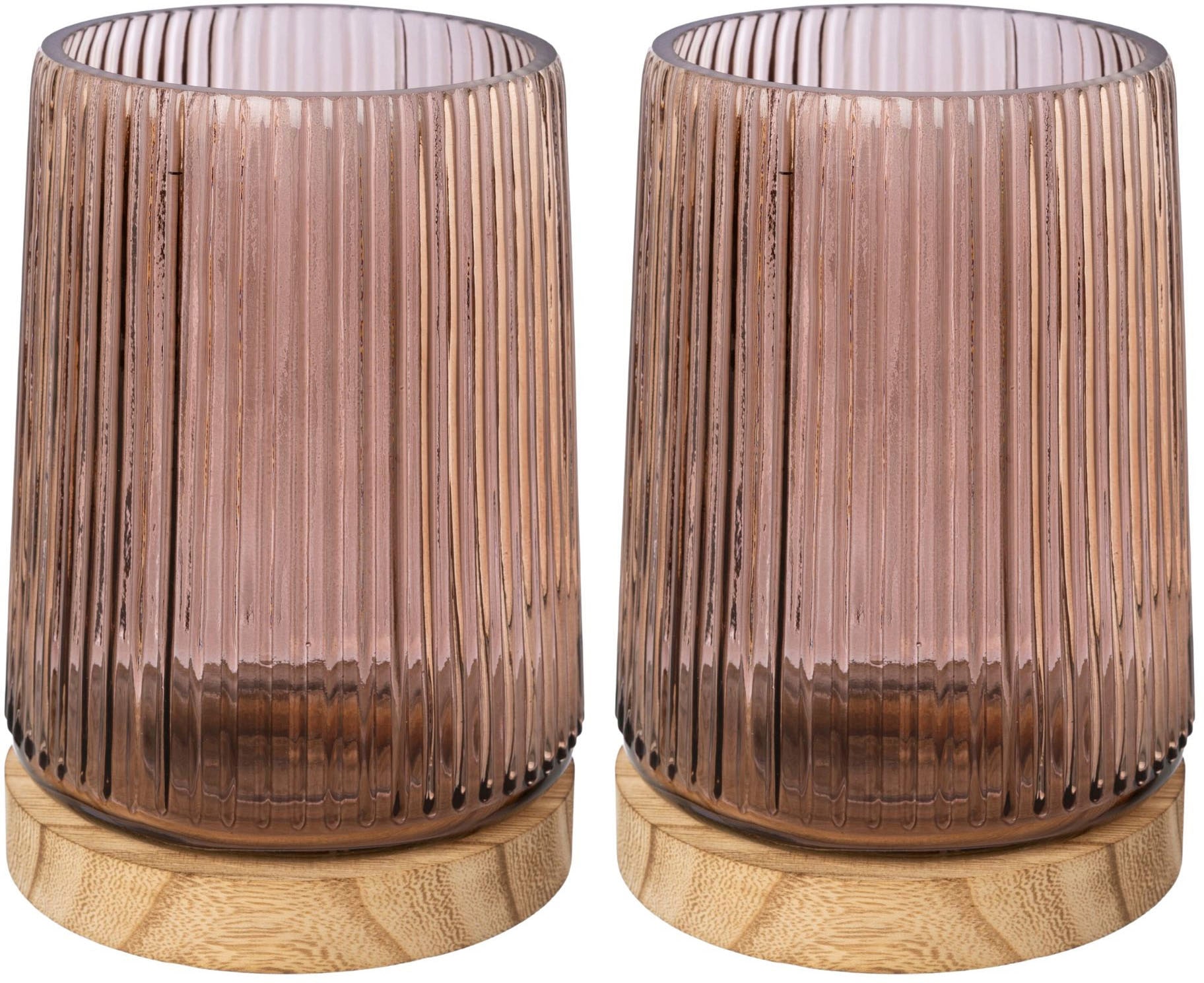 Holzfuss 2 St.), aus kaufen Creativ online home Windlicht mit Jelmoli-Versand Kerzenhalter Glas, »TRIEST«, (Set, |