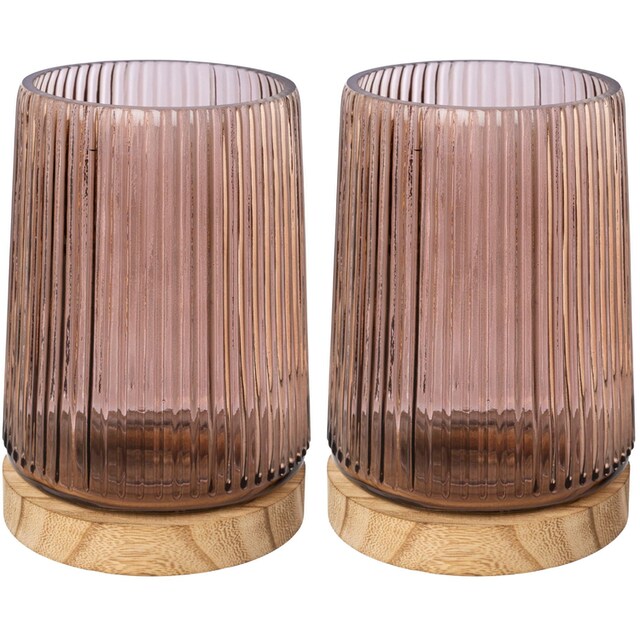 Creativ home Windlicht »TRIEST«, (Set, 2 St.), Kerzenhalter aus Glas, mit  Holzfuss online kaufen | Jelmoli-Versand