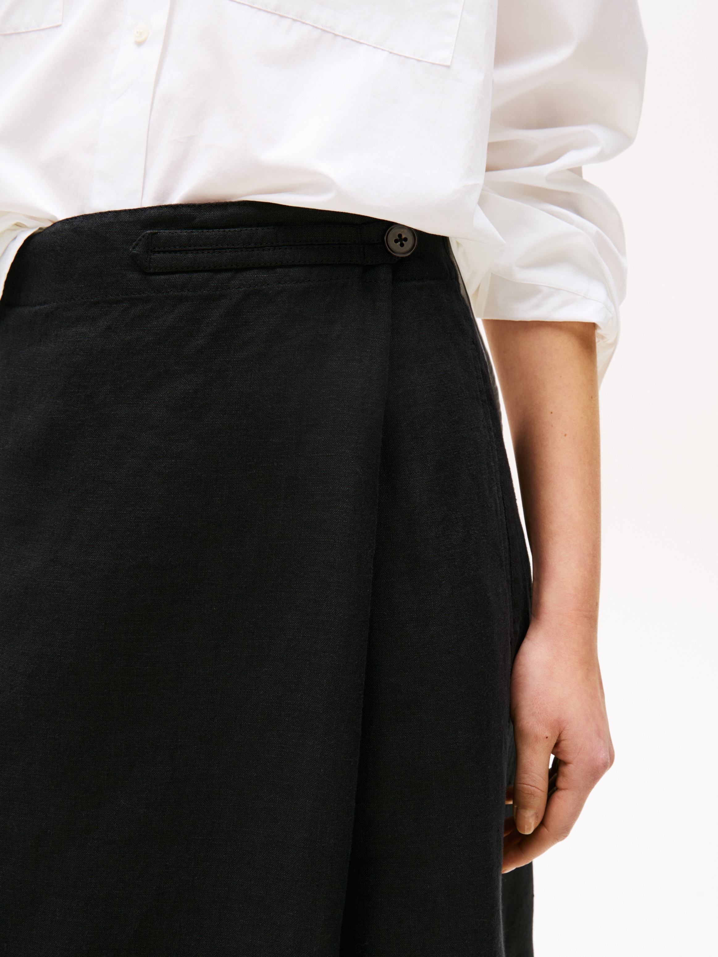 Tommy Hilfiger Wickelrock "ESS LINEN KNEE WRAP SKIRT" mit Leinen