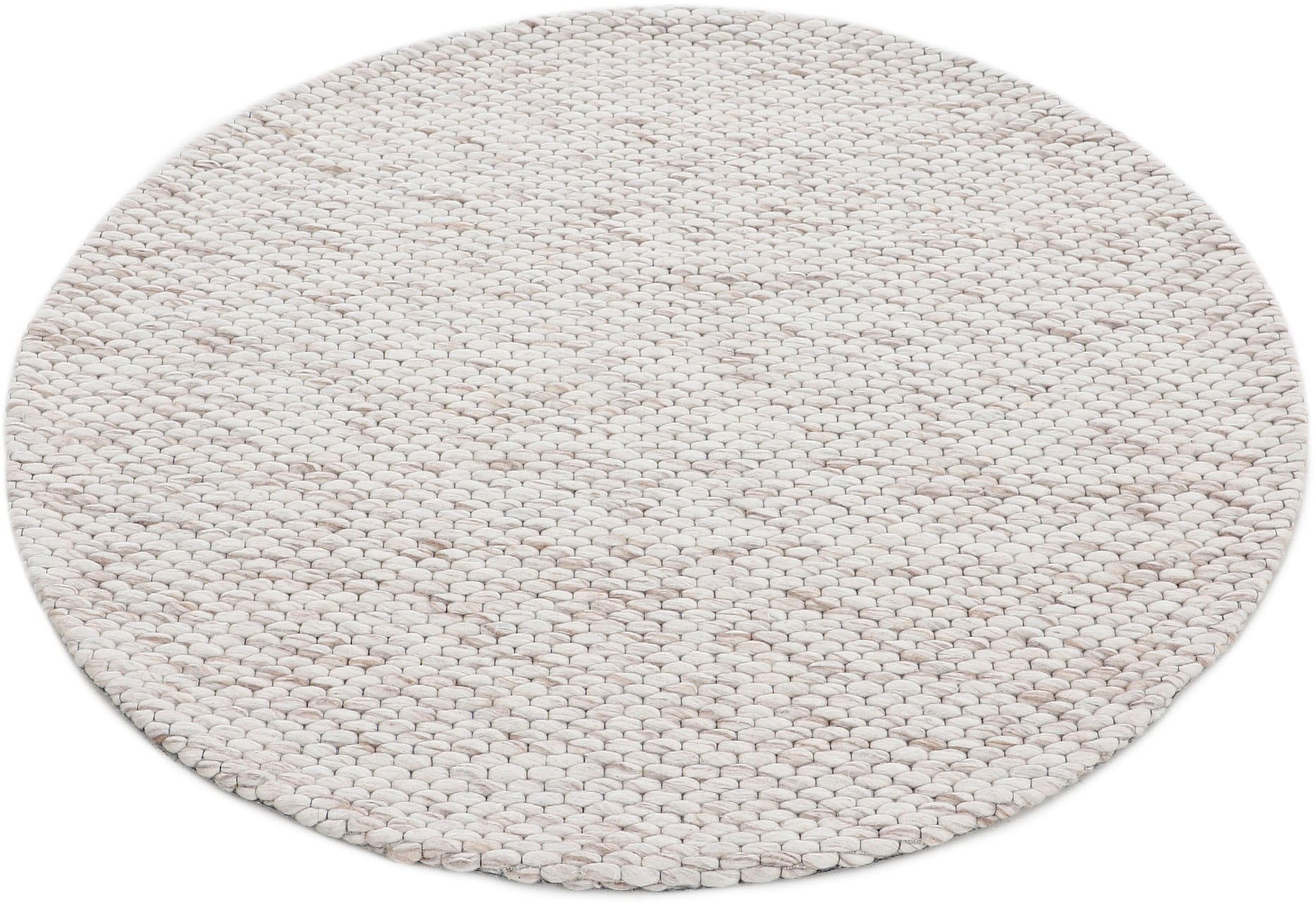 carpetfine Wollteppich »Sina«, rund, 14 mm Höhe, grobe Struktur, Zeitloses Design, reine Wolle, Wohnzimmer