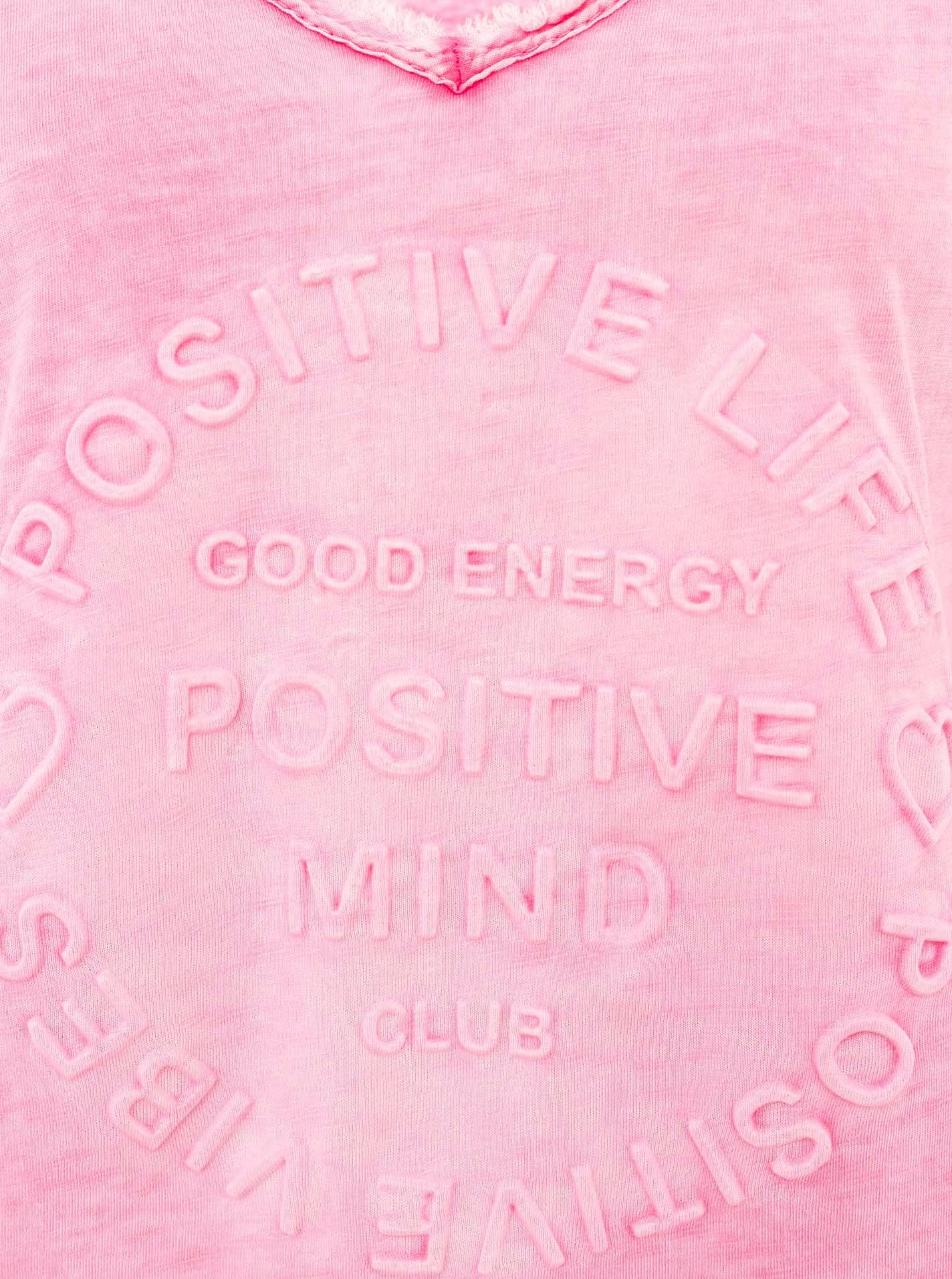 Zwillingsherz T-Shirt »"Positive Mind"«, V-Ausschnitt, Kurzarm, Used-Look, Baumwolle, ausgefranste Kanten