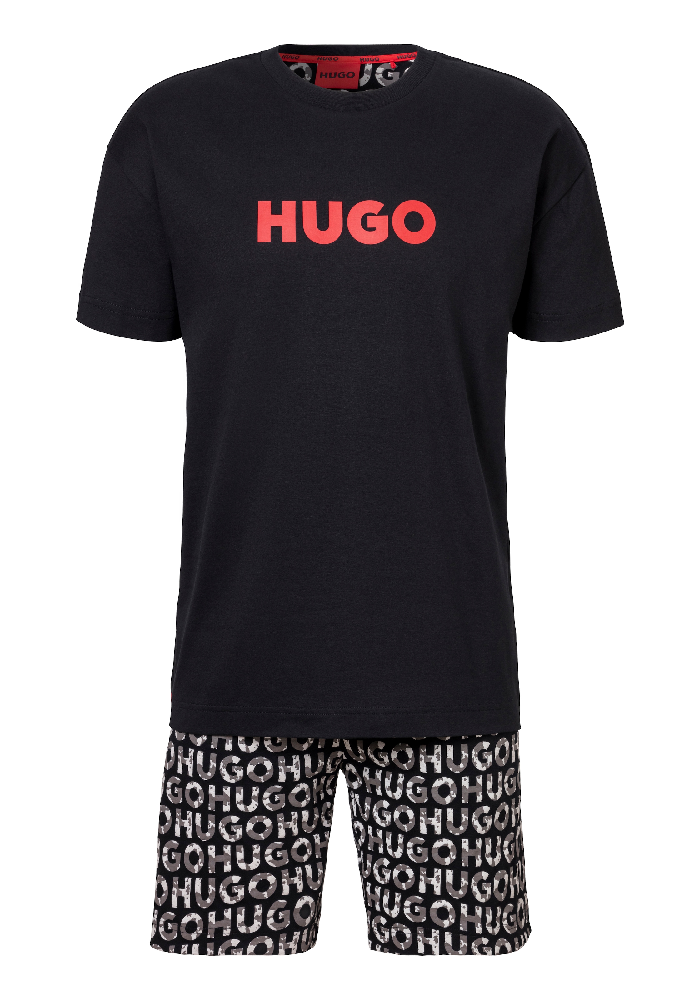 HUGO Underwear Pyjama »Camo Logo Short Set«, (Set, 2 tlg., 2er), mit grossem Logodruck