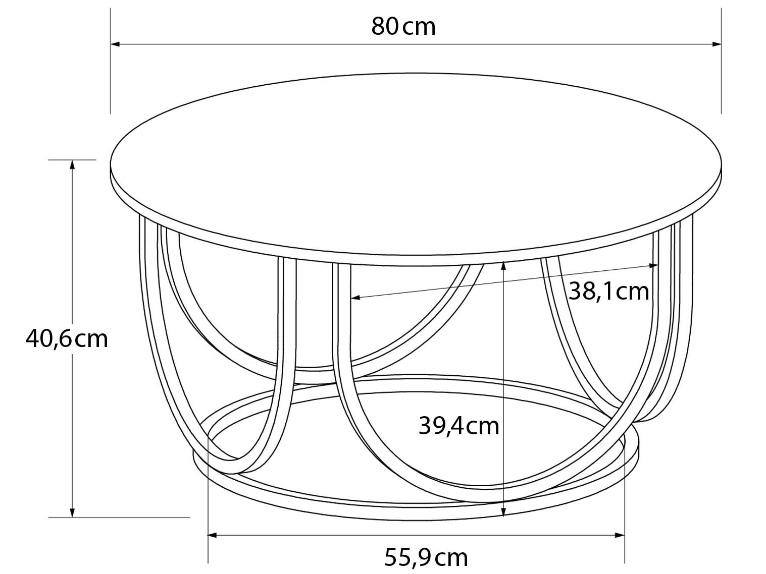 CosmoLiving by Cosmopolitan Couchtisch »Gwyneth«, aus pflegeleichtem MDF, Gestell aus Metall, Höhe 41 cm