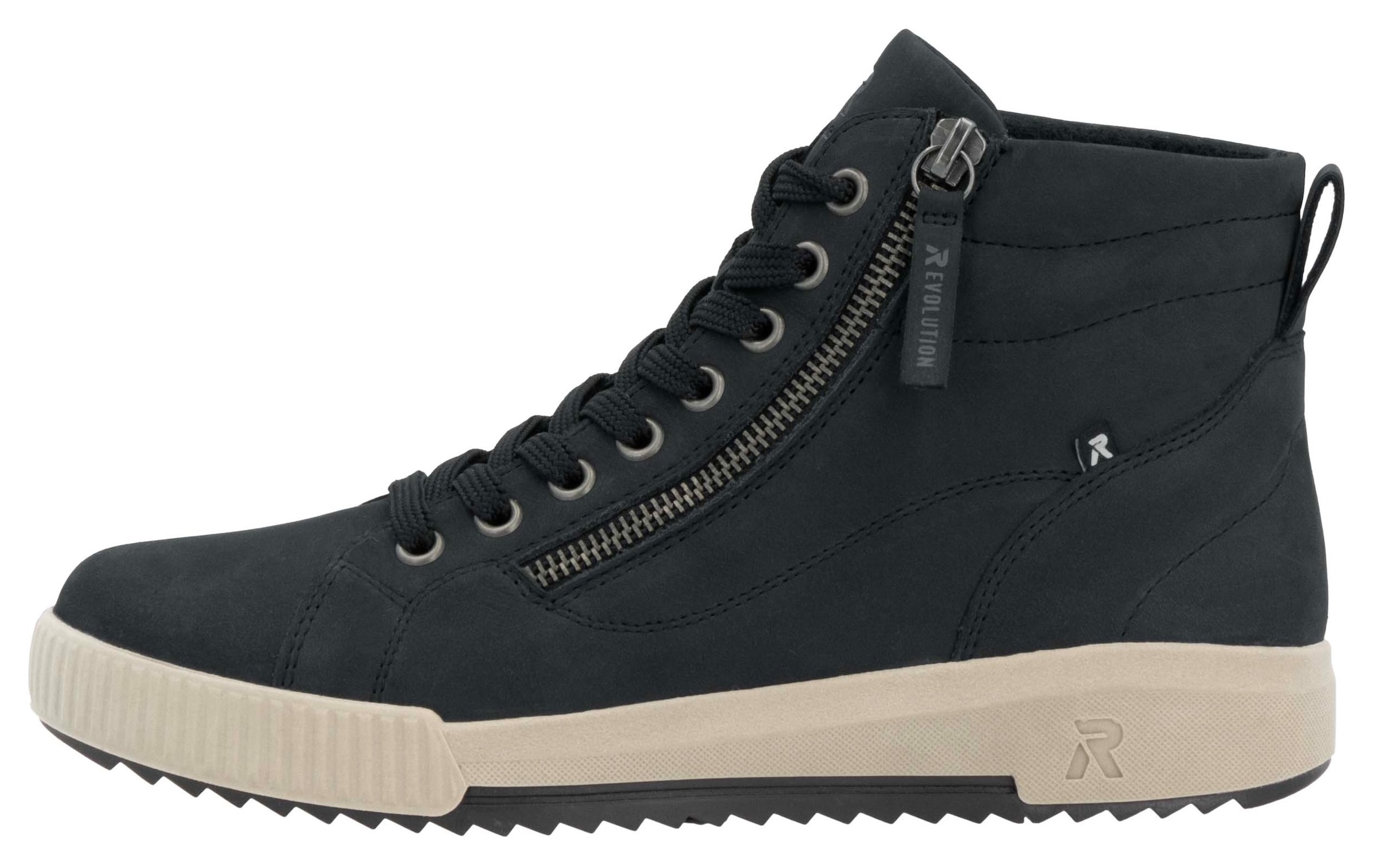 RIEKER Sport Schnürboots, Stiefelette, High Top Sneaker, Freizeitboots mit Reissverschluss
