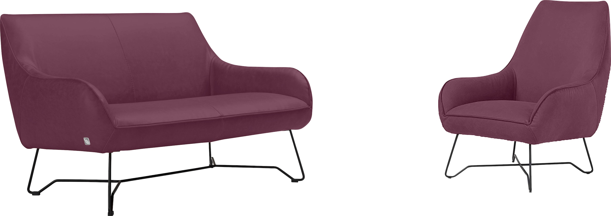 Egoitaliano Polstergarnitur "Namy, Designobjekt mit hohem Sitzkomfort und toller Detailverarbeitung" Set aus 2-Sitzer und Sessel, edles Metallgestell