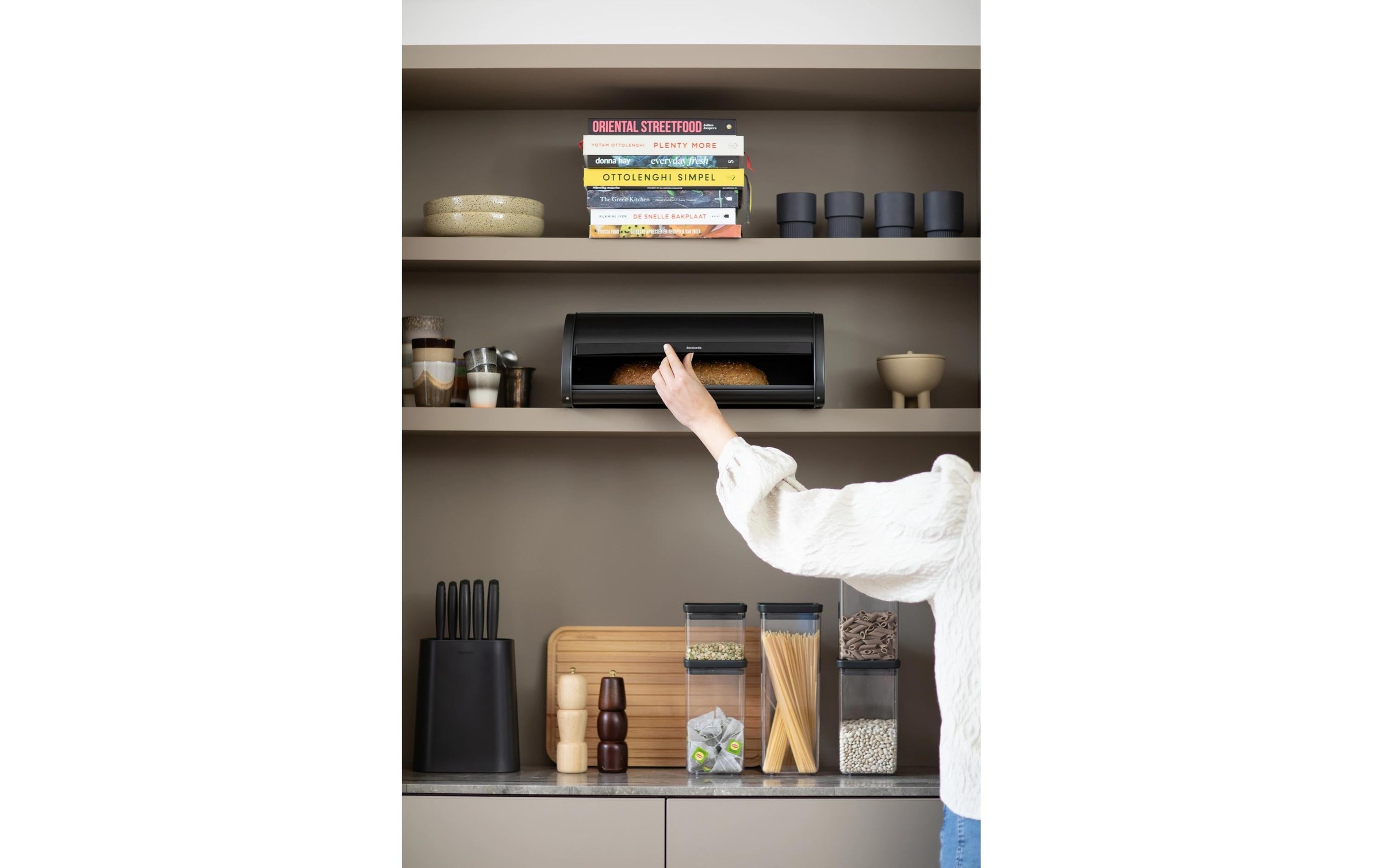 Brabantia Brotkasten »Roll Top Bread Bin Grau/Schwarz«, (1 tlg.)