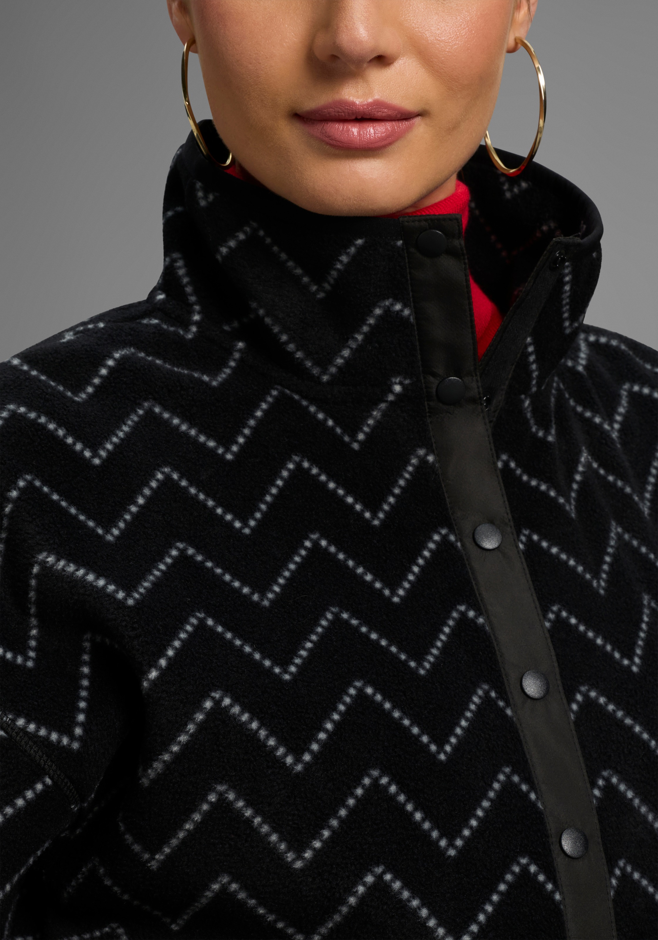 Polarino Fleecepullover, mit Colourblocking-Optik, mit Kängurutasche, aus Fleecestoff