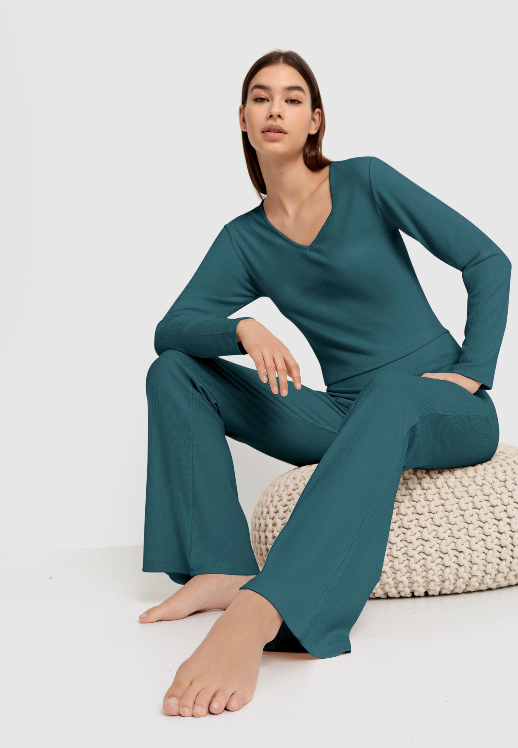 LSCN by LASCANA Pyjama, (2 tlg.), Schweiz bei Ripp-Material schönem aus online Jelmoli-Versand shoppen