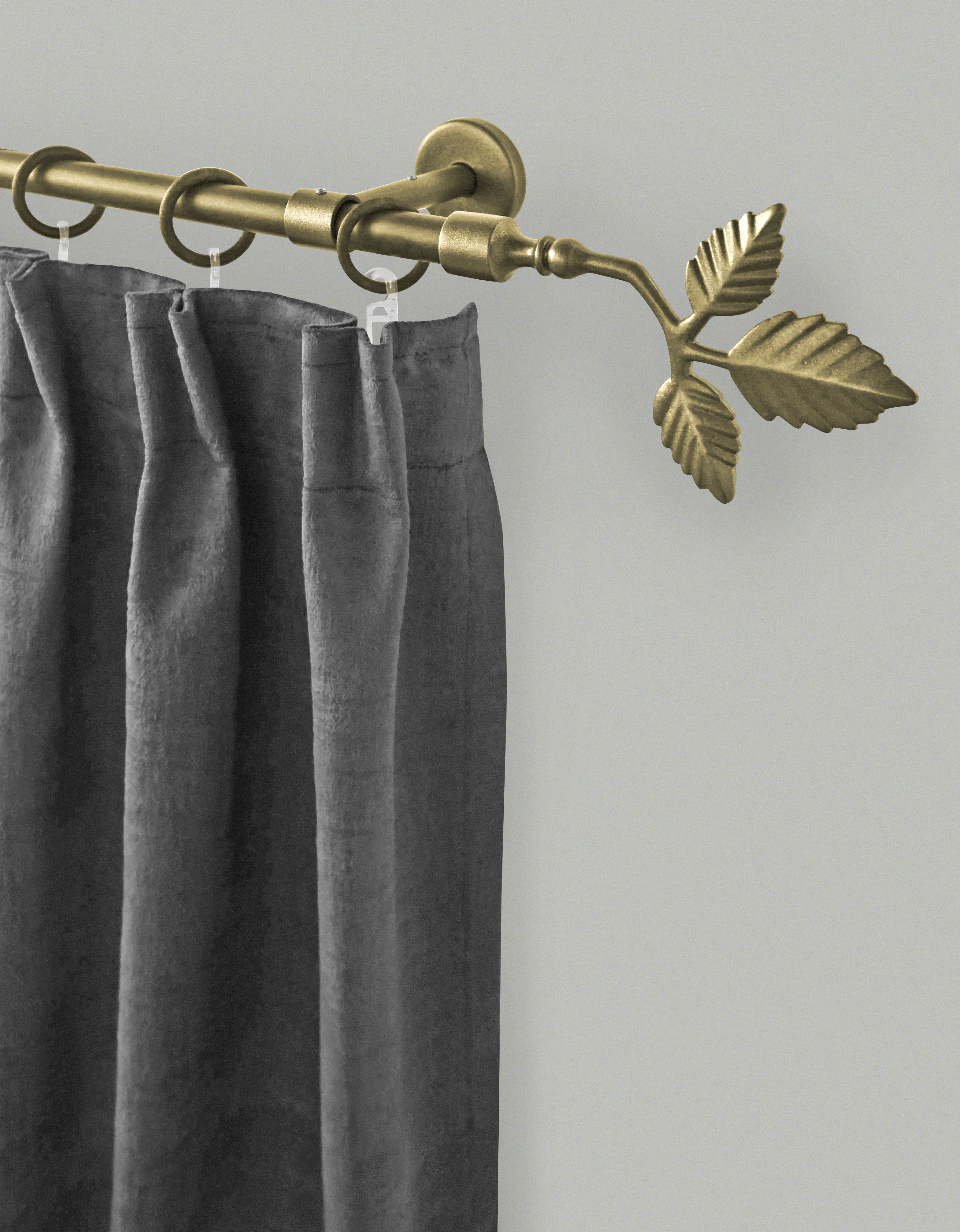 GARESA Gardinenstange "RUSTIKA" Ø 16 mm 1 läufig-läufig Wunschmasslänge rustikale Vorhanggarnitur, verlängerbar, m. Ringe, Endk. Blatt