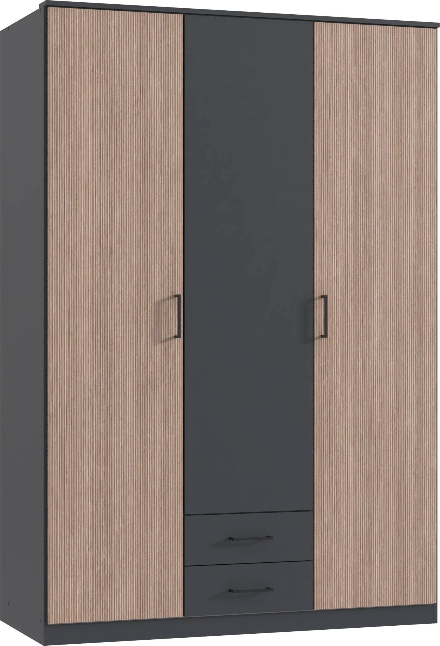 Wimex Kleiderschrank »Fulda, 135 oder 180/58/199cm, 2 Schubladen, Made in Germany« mit Kranzleiste, besonderer Look durch Multiplex Optik, mit oder ohne Glasauflage