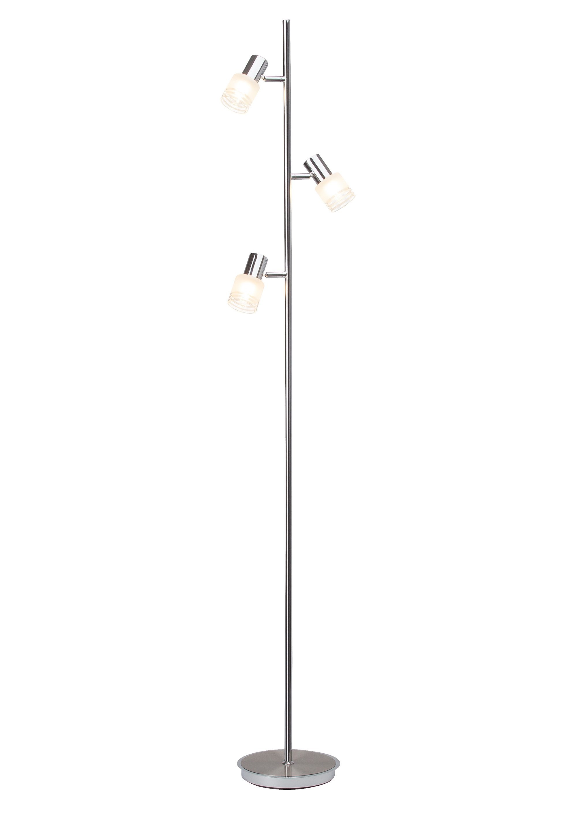 Brilliant LED Stehlampe »LEA«, 3 flammig, Leuchtmittel E14 LED wechselbar, 157cm Höhe, 3 x E14 max. 4W, eisen/chrom, schwenkbar, Metall/Glas