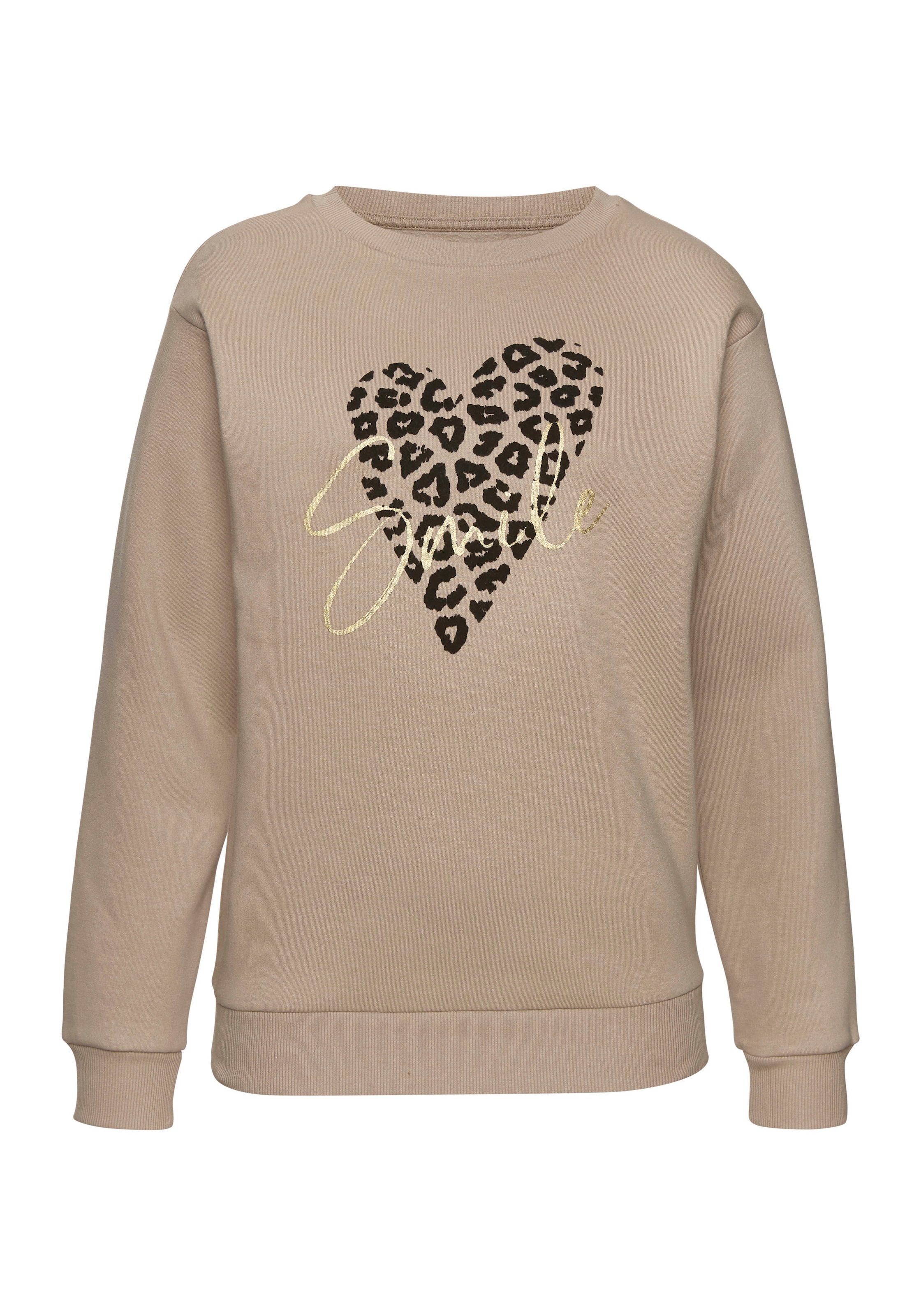 LASCANA Sweatshirt, Lounge-/Sweatshirt mit Herz-Leo-Druck, Loungewear