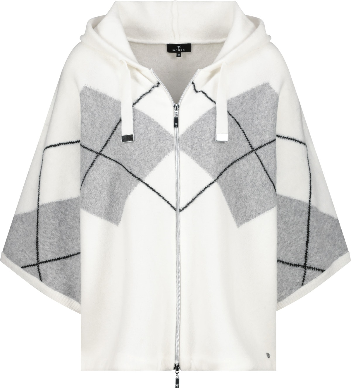 Monari Strickcape »Jacke Strickjacke Karo«, Loose fit mit Rundhalsausschnitt