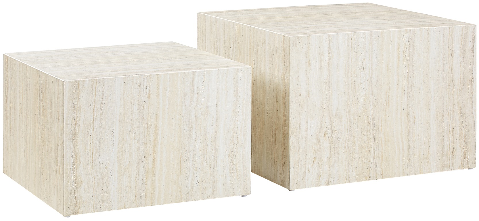 SalesFever Couchtisch »Almeria - stilvoller Couch- und Beistelltisch«, (Set, 2 St., 2er Set), Quadratisches 2er-Set in edler Marmoroptik
