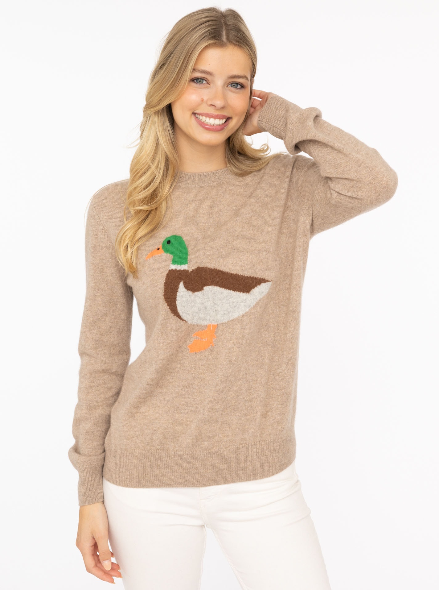 Zwillingsherz Strickpullover »Duck« Rundhals,aus reinem Kaschmir mit grosser Ente