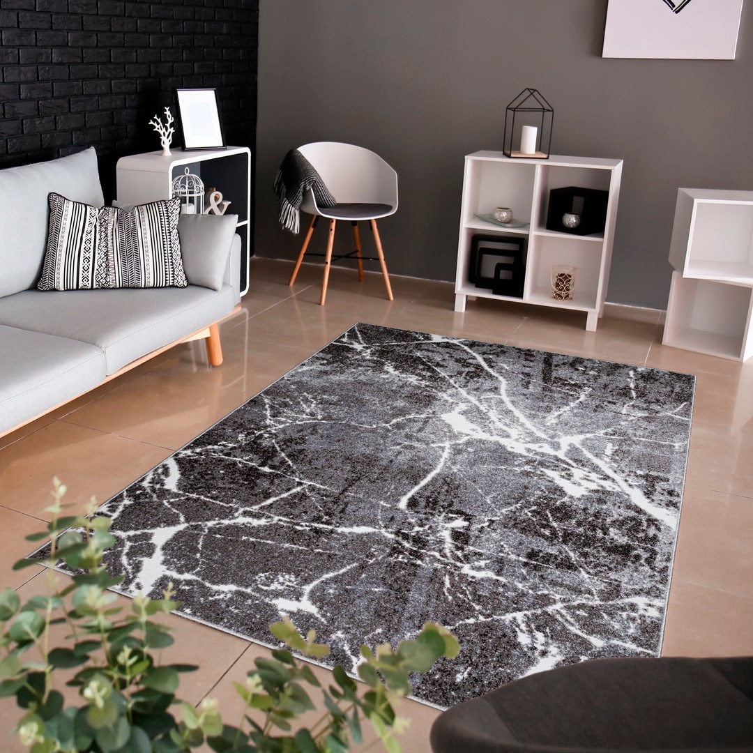 my home Teppich »Manrik«, Jelmoli-Versand besonders Kurzflor, rechteckig, modernes | weichem mit online Flor, shoppen Marmor-Design