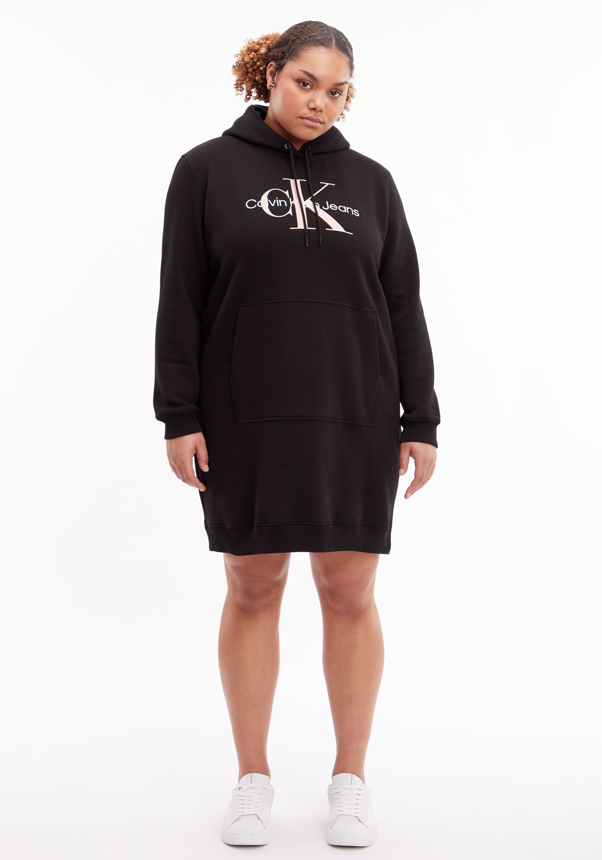 HOODIE MONOLOGO Sweatkleid kaufen Kängurutasche DRESS«, Jeans Calvin Klein mit »ICONIC praktischer