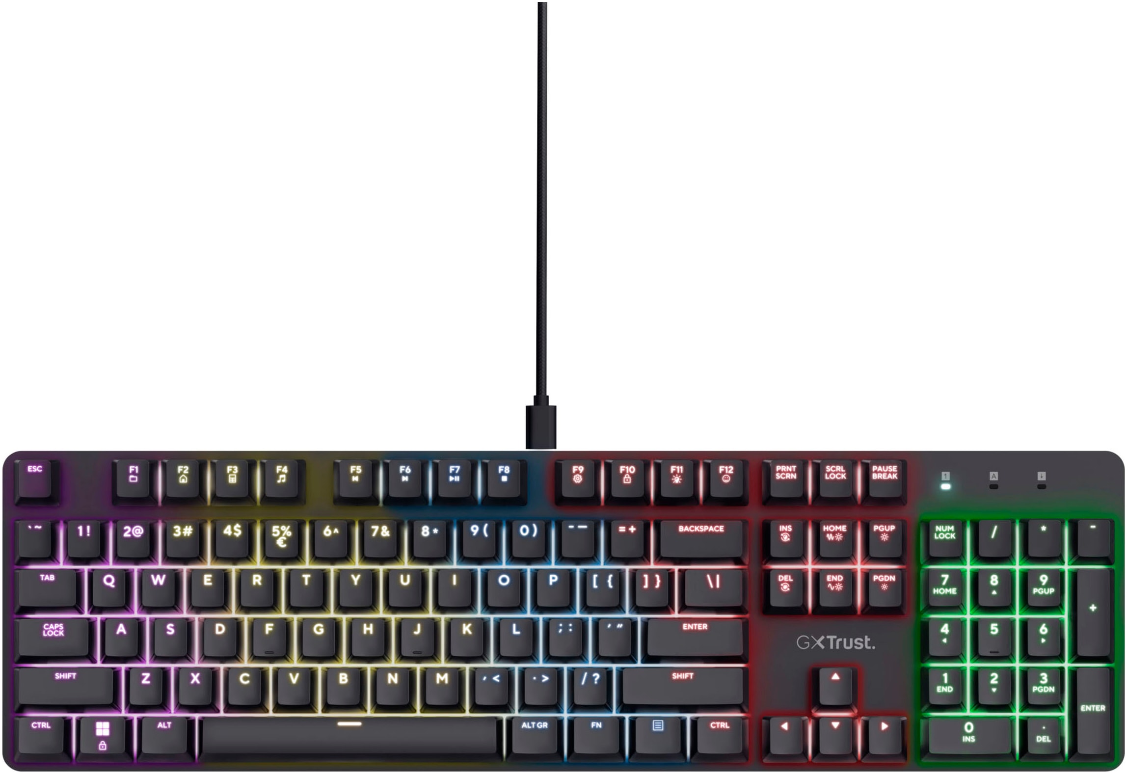 Trust Gaming-Tastatur "GXT 871 Zora" (Anpassbare Höhe Fn-Tasten USB-Anschluss Ziffernblock)