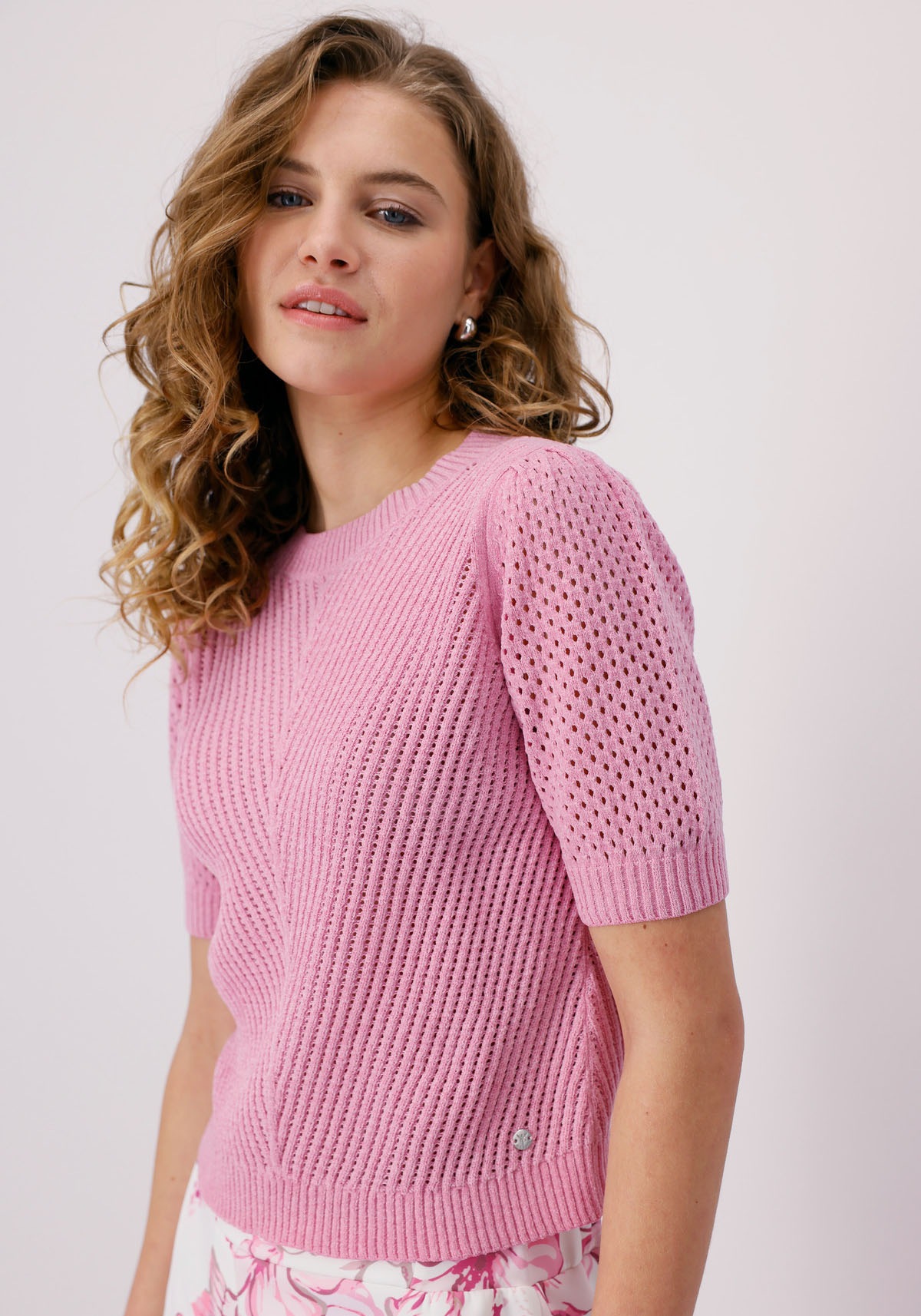 Monari Kurzarmpullover aus Ajourstrick