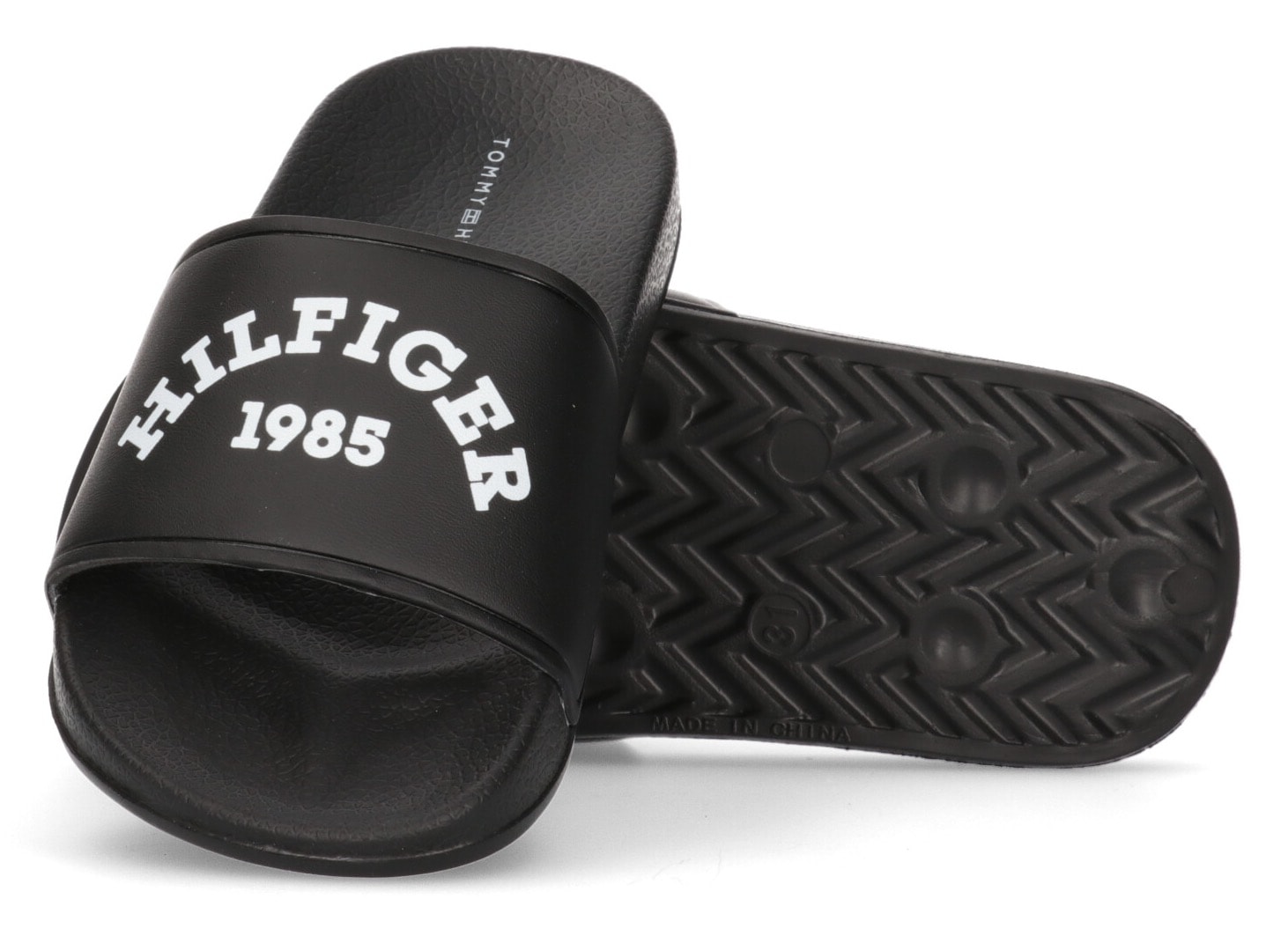 Tommy Hilfiger Badepantolette »LOGO POOL SLIDE«, Sommerschuh, Badeschuh, Poolslides mit grossem Markenaufdruck