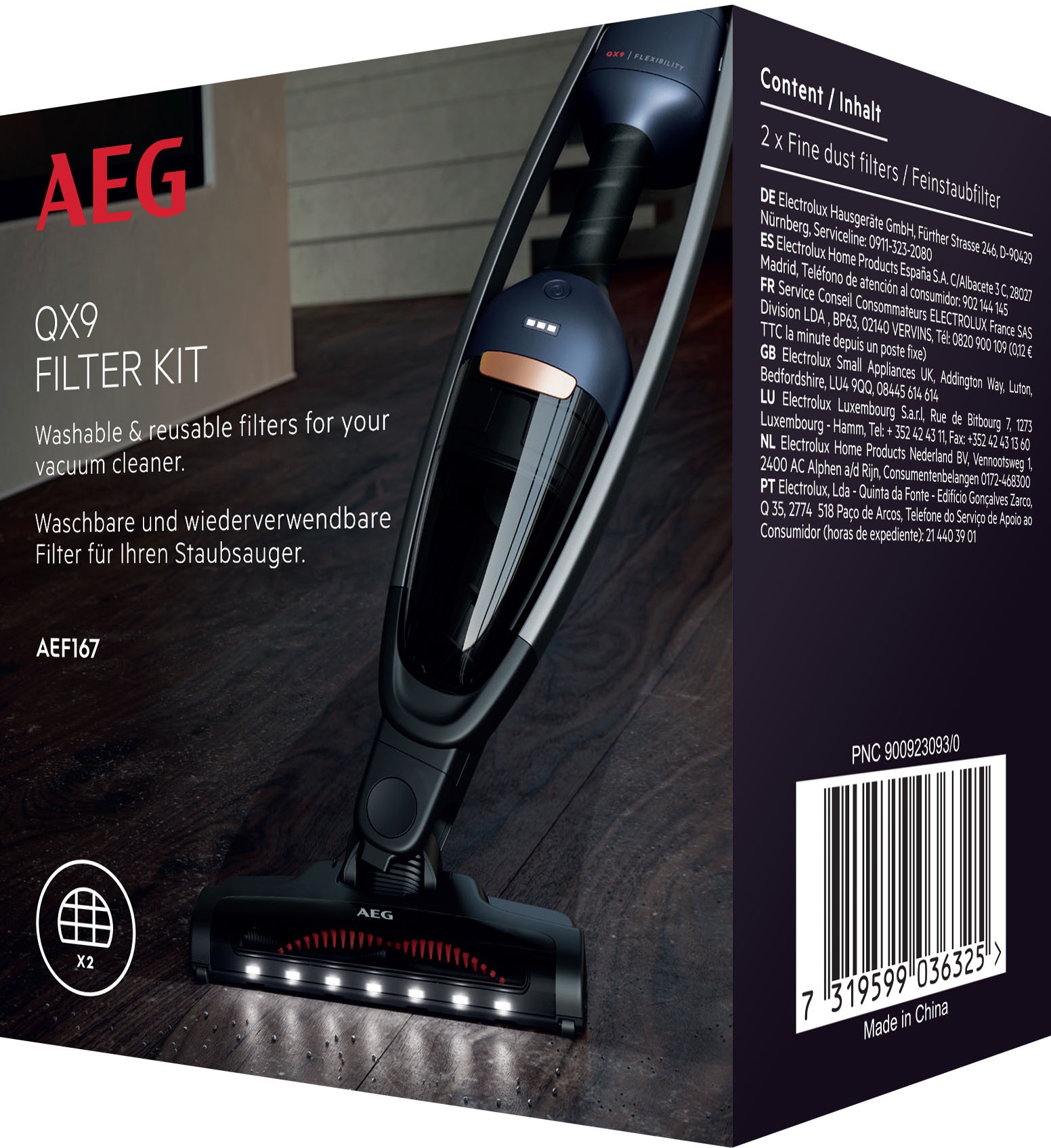 AEG Zubehör AEF167 Waschbare Filter Für QX9 Und FX9