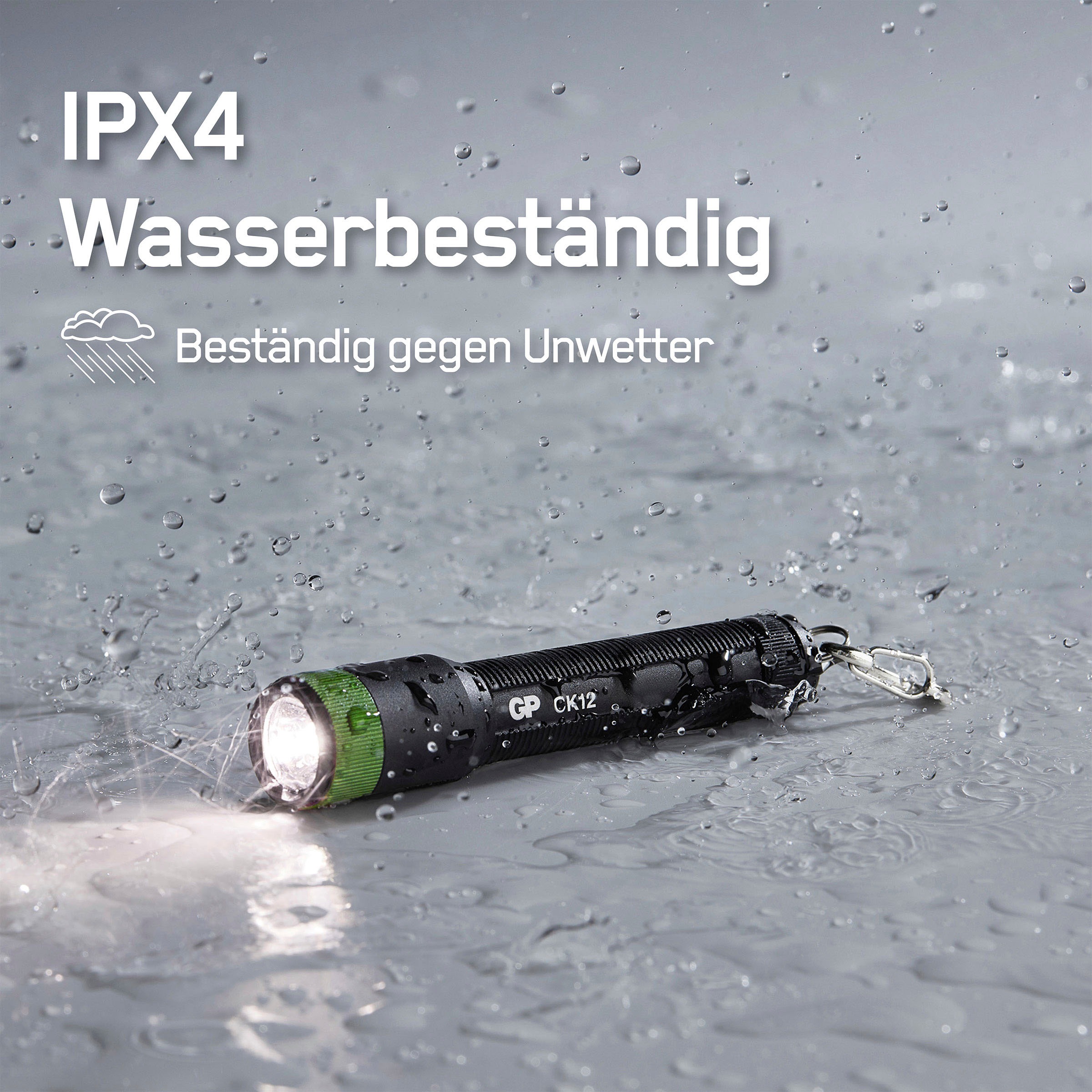 GP Batteries Taschenlampe »CK12«, 20 Lumen, inkl. 1x AAA Batterie, Metallgehäuse, IPX4, Leuchtweite 25