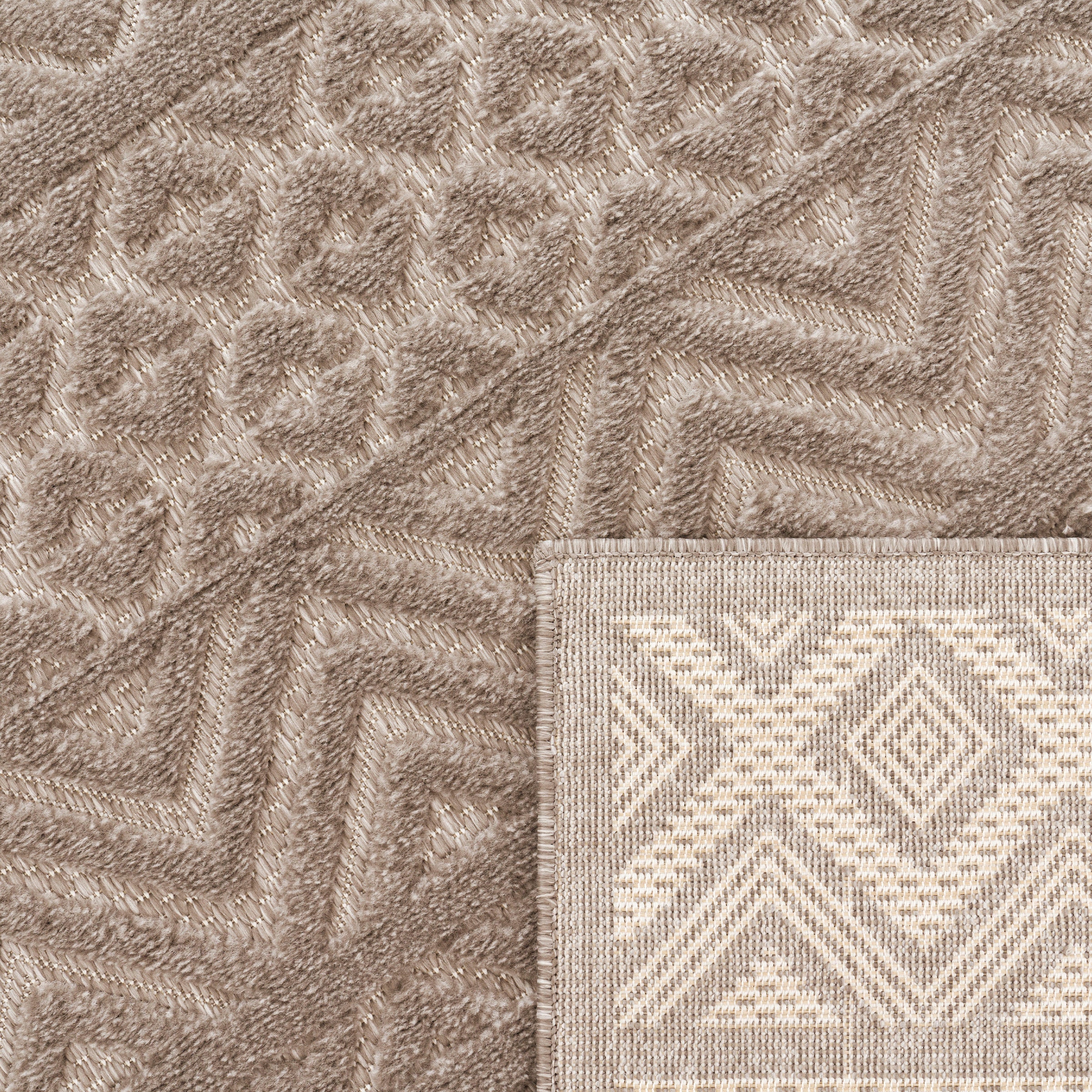 Paco Home Teppich »Livorno 673«, rechteckig, 14 mm Höhe, Uni-Farben, Scandi, Rauten Muster, Hoch-Tief Effekt, Outdoor geeignet