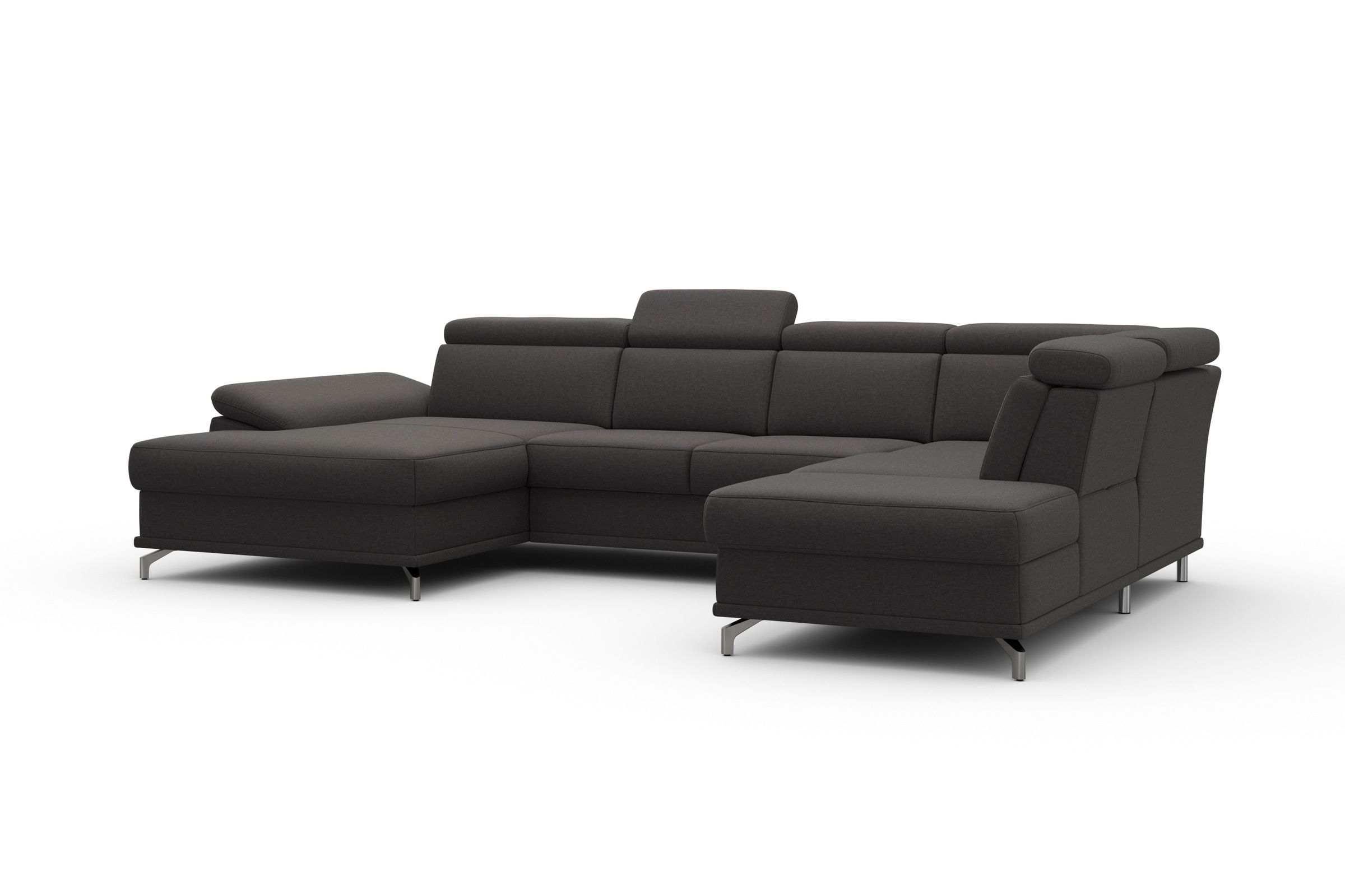sit&more Wohnlandschaft »Cabrio U-Form, mit Sitztiefenverstellung, Arm- und Kopfteilverstellung«, 3 Nierenkissen, Federkern, optional Bettfunktion und Stauraum