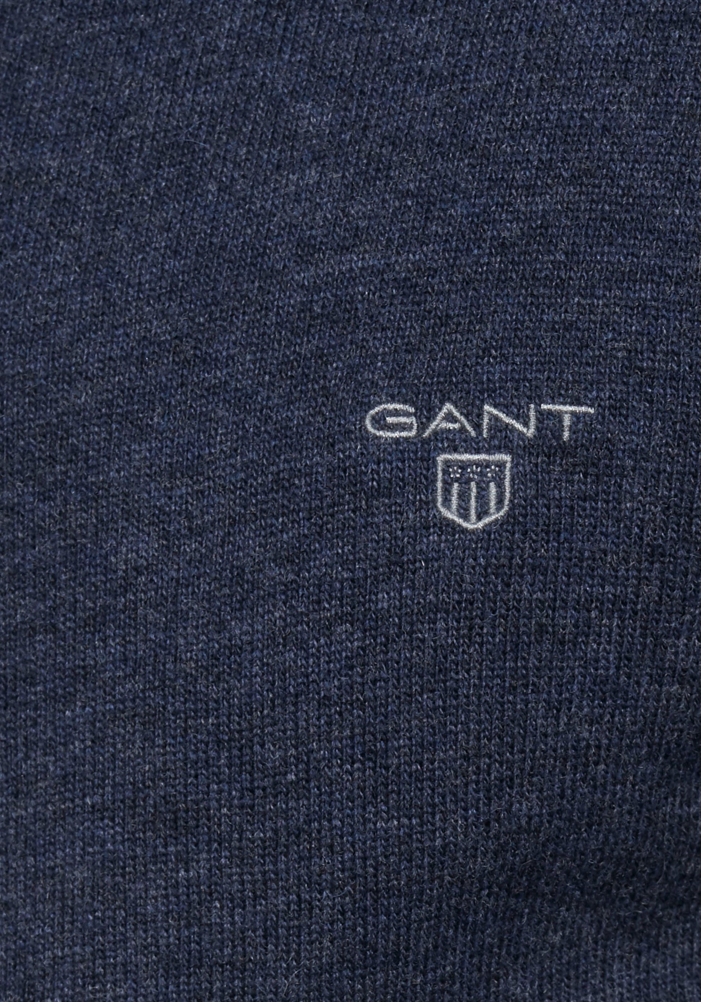 Gant Strickjacke »EXTRAFINE LAMBSWOOL ZIP CARD«, hoher Kragen, durchgehend schliessbar