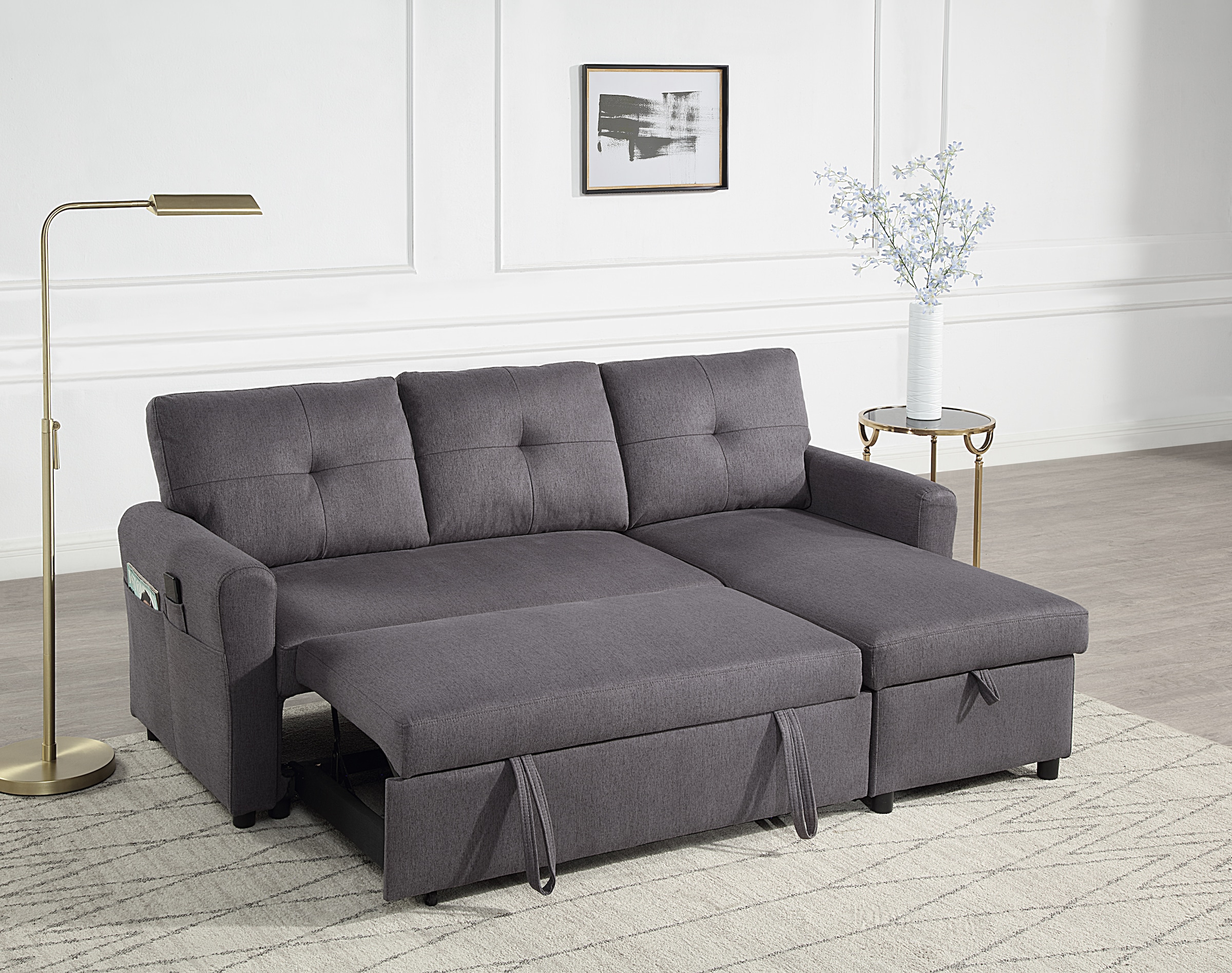 ATLANTIC home collection Schlafsofa »Gustavo L-Form«, mit Schlaffunktion, Stauraum & seitlichen Taschen