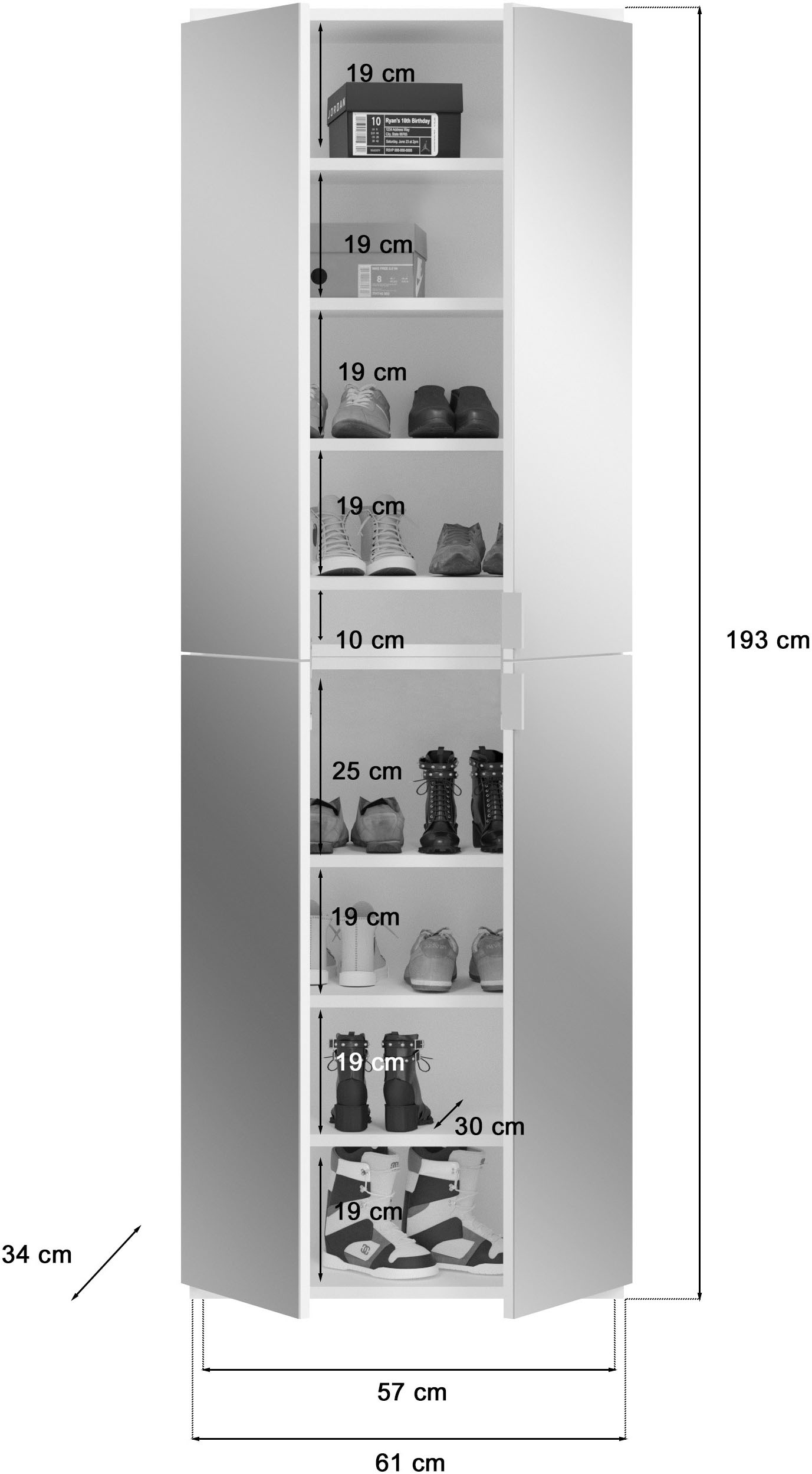 INOSIGN Garderoben-Set »Trondheim, Breite 273 cm, 6-teilig, bestehend aus:«, (Set, 5 St.), 3x Garderobenschrank, 1 Kommode, 1 Garderobenstange, 1 Ablageboden